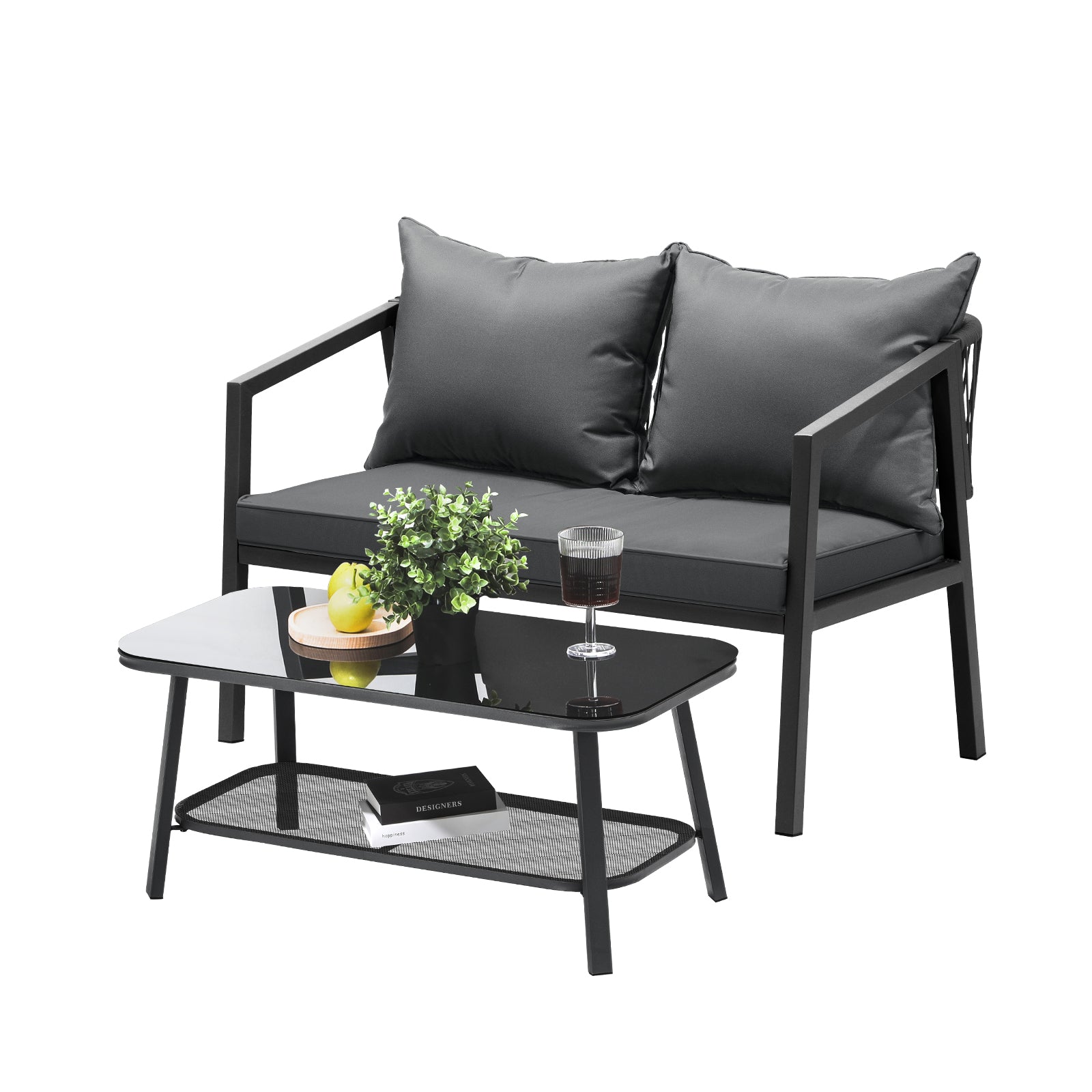 Livsip Set of 2 Outdoor Furniture Setting Garden Patio Lounge Sofa Table Chairs