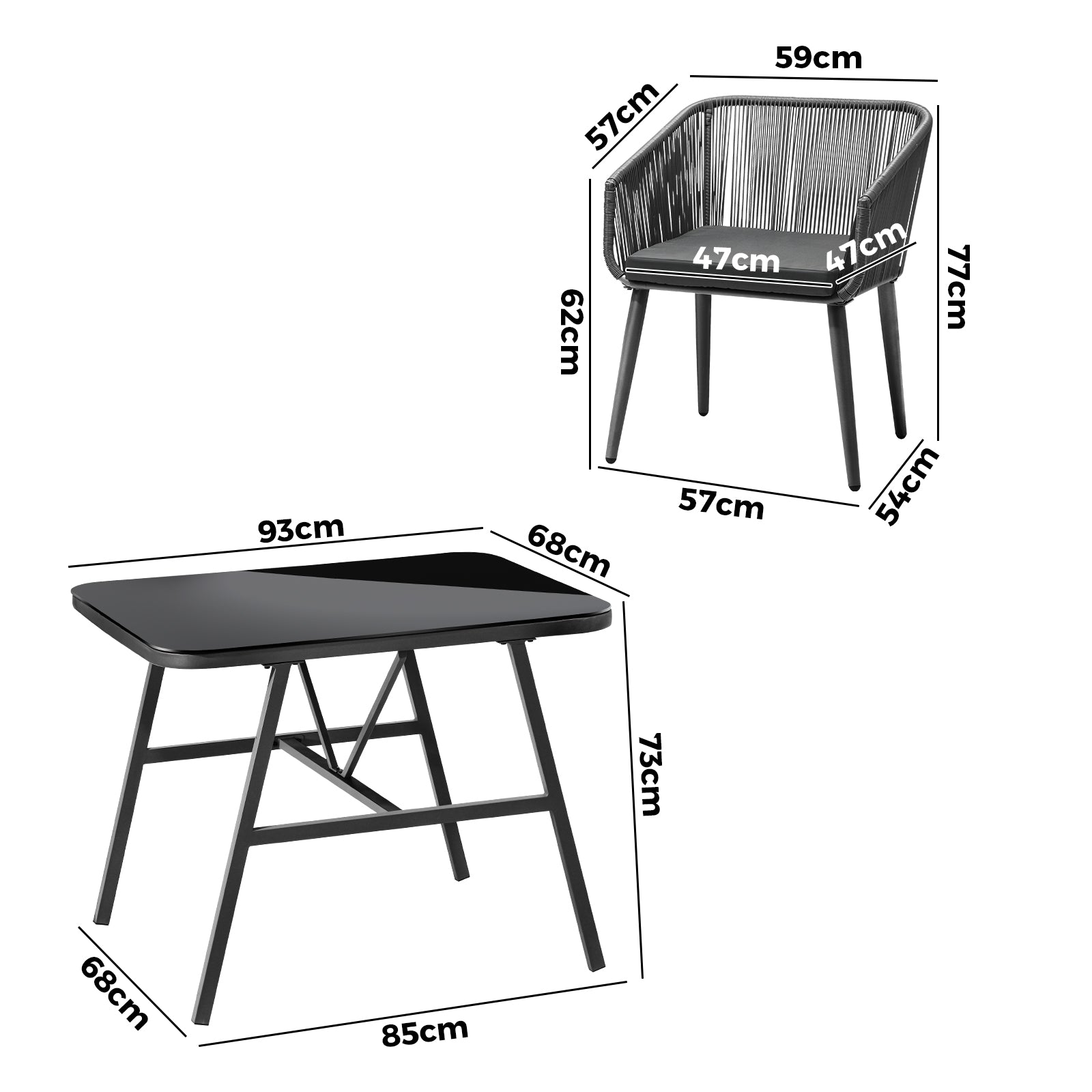 Livsip Outdoor Dining Setting 3 Piece Lounge Patio Furniture Table Chairs Set