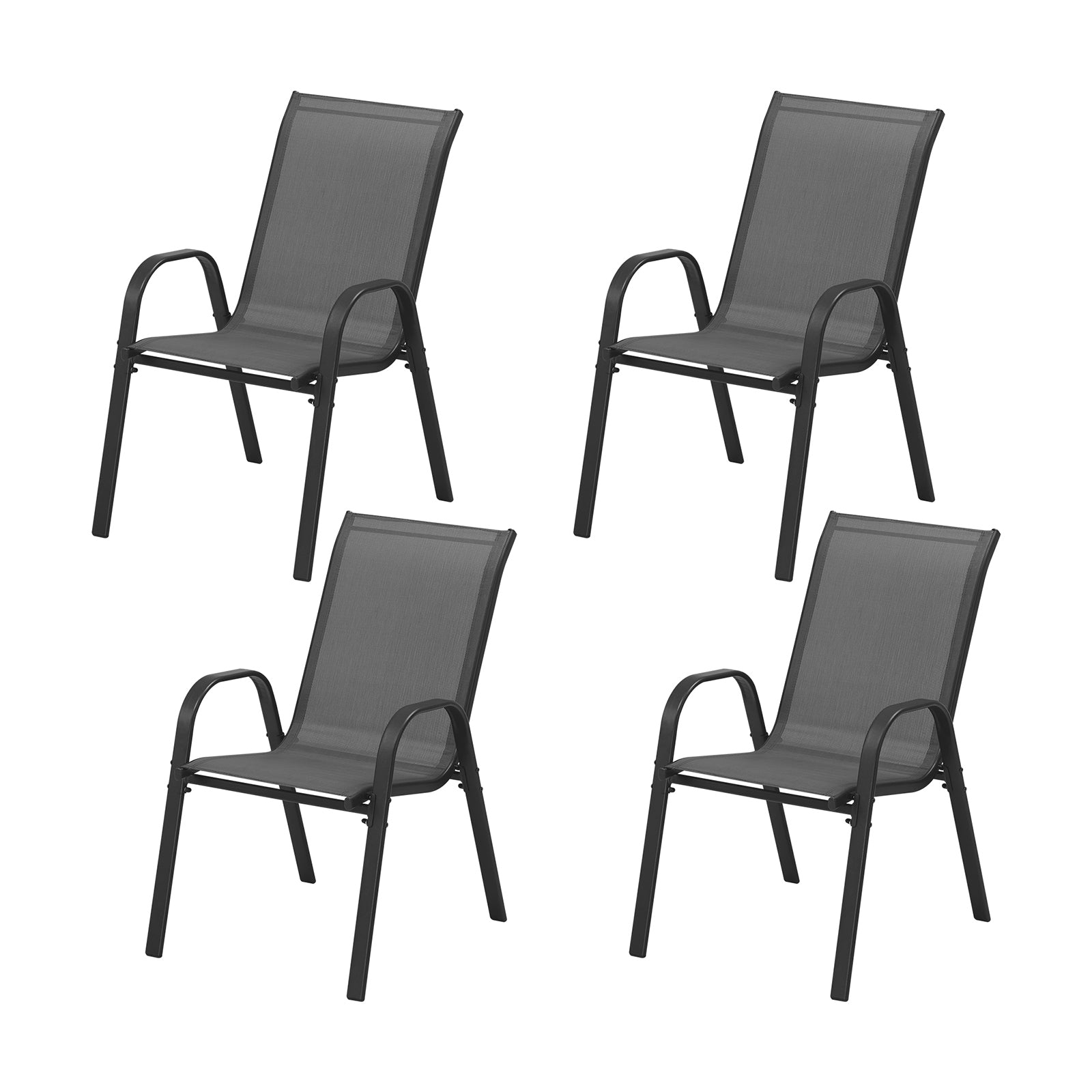 Livsip Outdoor Stackable Chairs Patio Furniture Lounge Chair Bistro Set 4x Grey