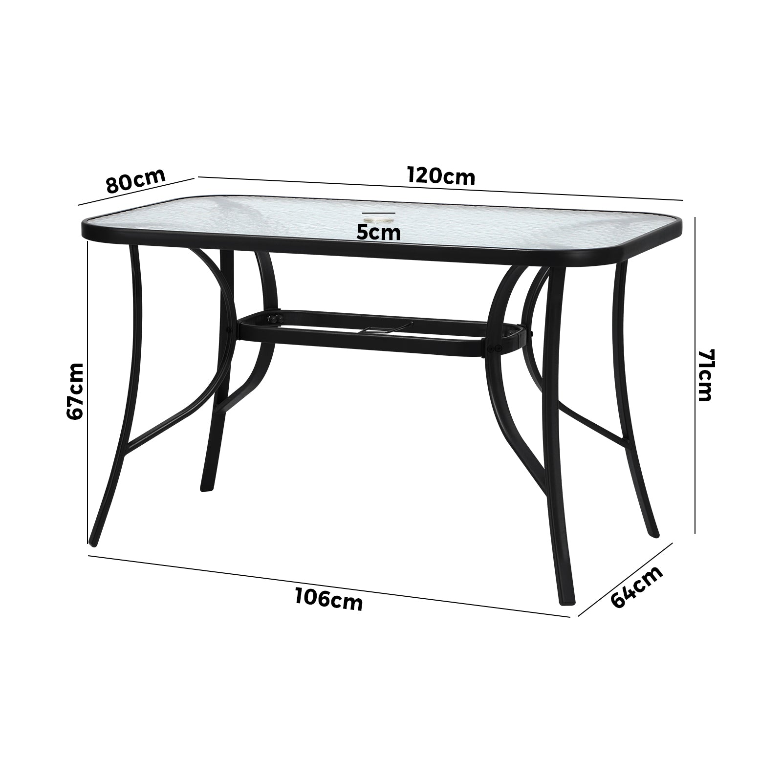 Livsip 120cm Outdoor Dining Glass Table Rectangle Patio Furniture Lounge Bistro