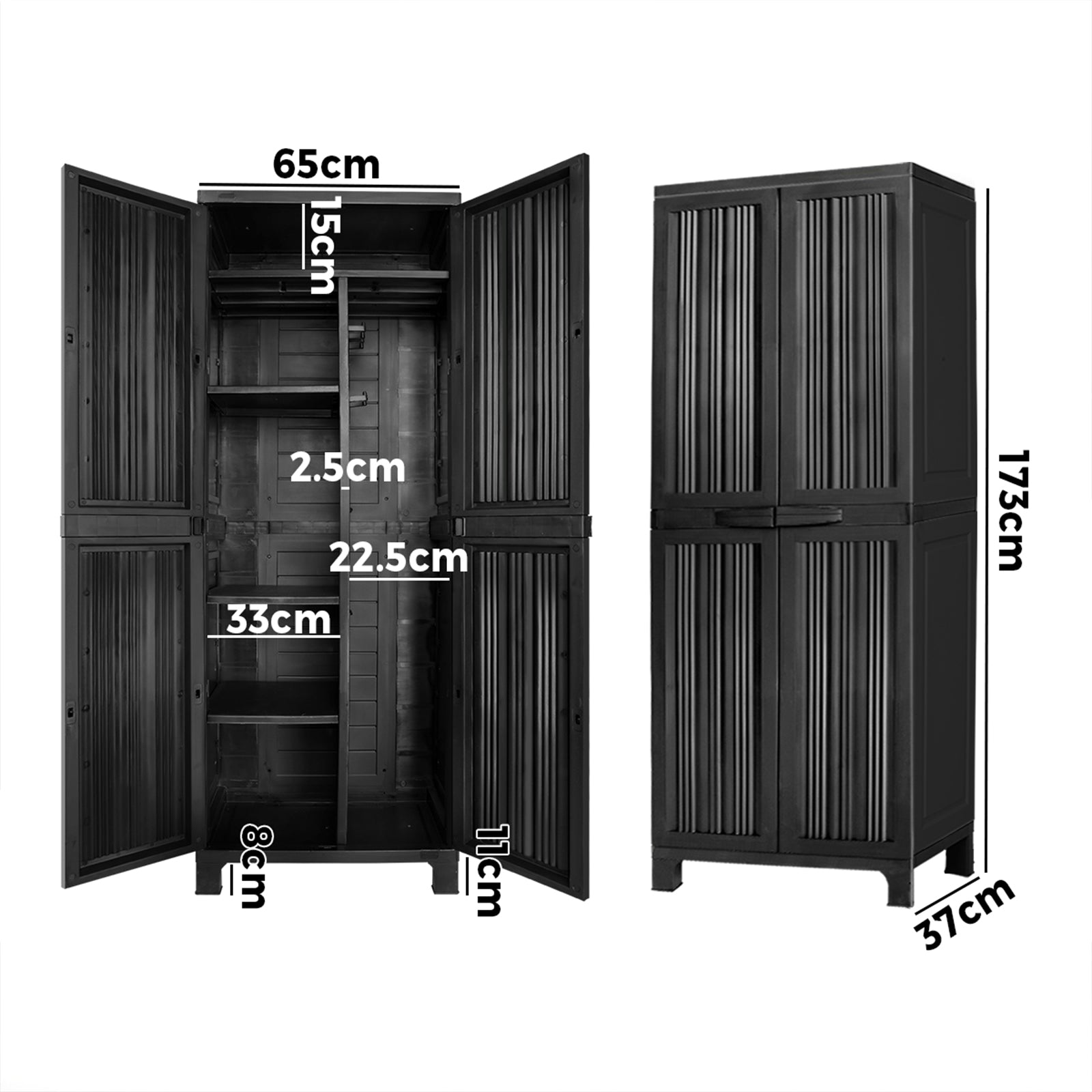 Livsip Outdoor Storage Cabinet Box Cupboard Garage Garden Adjustable Lockable