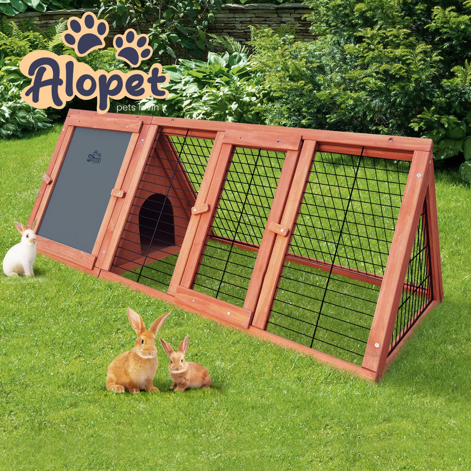 Alopet Rabbit Hutch Bunny House Run Cage Chicken Coop Wooden Outdoor Pet Hutch