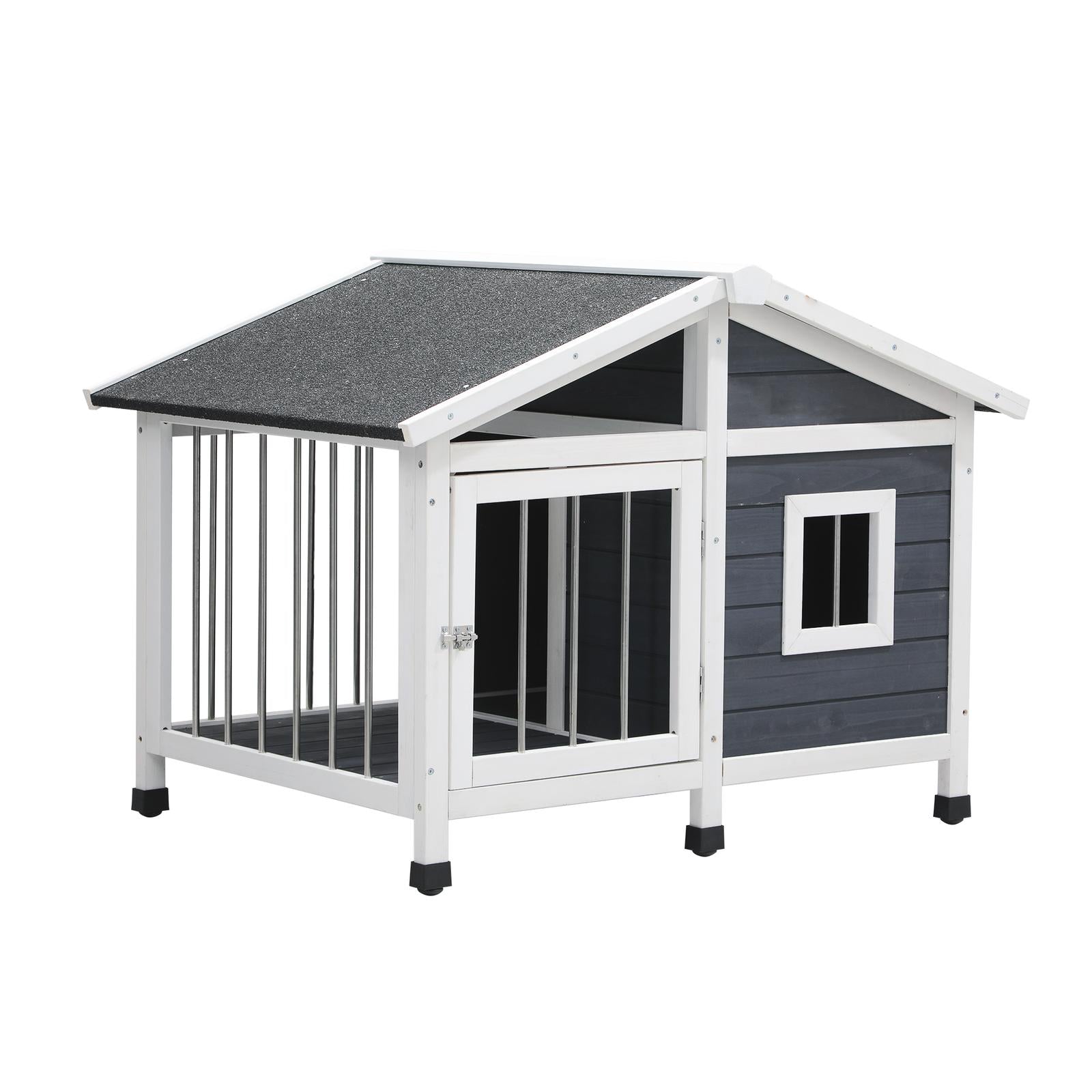 Alopet Wooden Pet Dog Kennel Awning Cabin Log Box Home Dog Cage Timber House