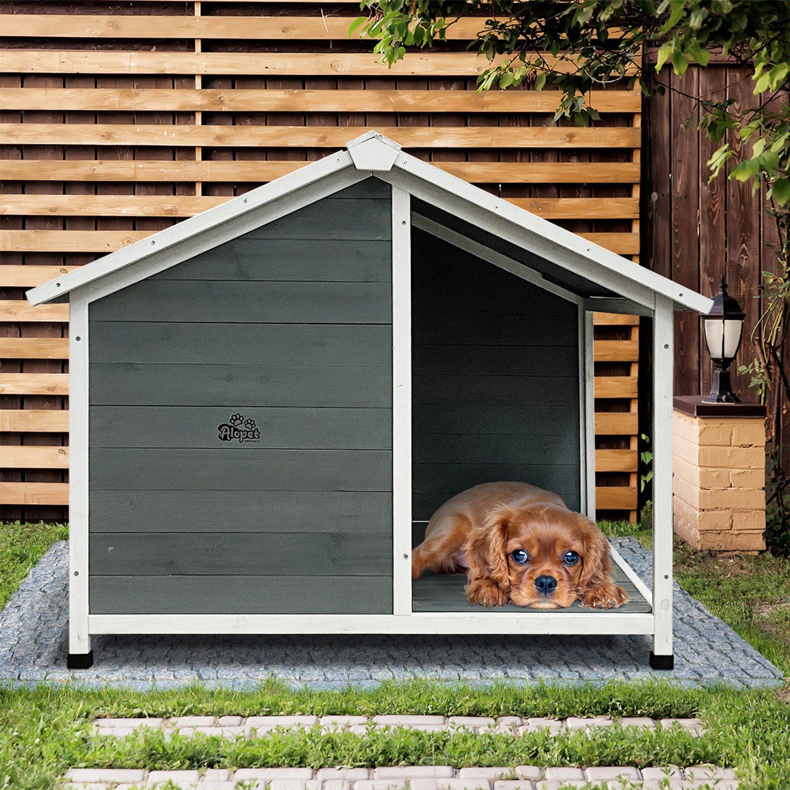 Alopet Dog Kennel Kennels House Outdoor Pet Wooden Large Cage Cabin Box Awning