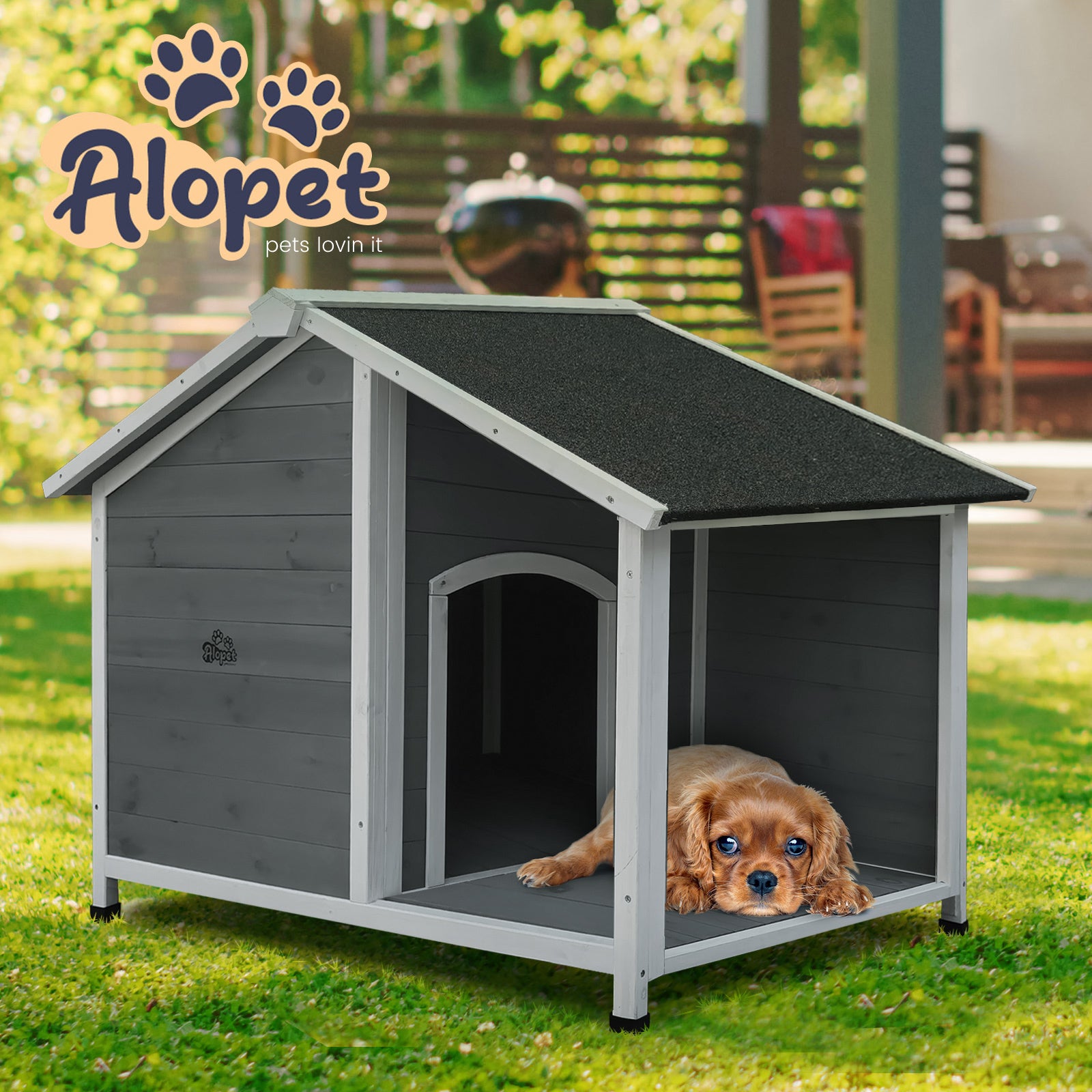 Alopet Dog Kennel Kennels House Outdoor Pet Wooden Large Cage Cabin Box Awning