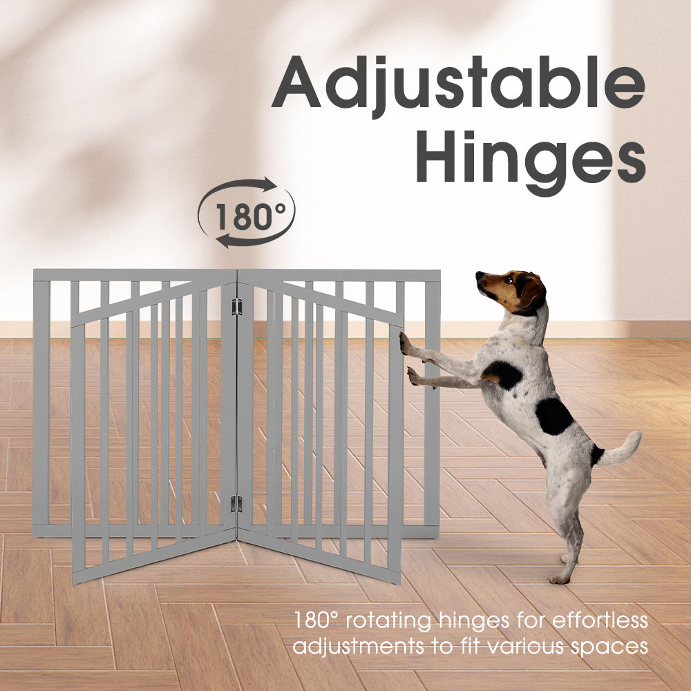 Petzly Pet Gate Dog Fence Safety Barrier Security Door 3 Panel 61cm Grey