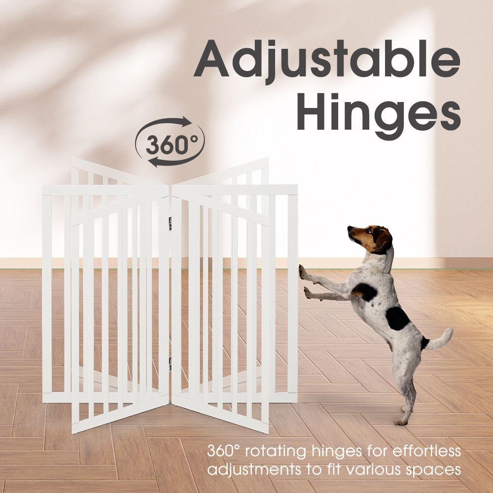 Petzly Pet Gate Dog Fence Safety Barrier with Support Feet 3 Panel 80cm White