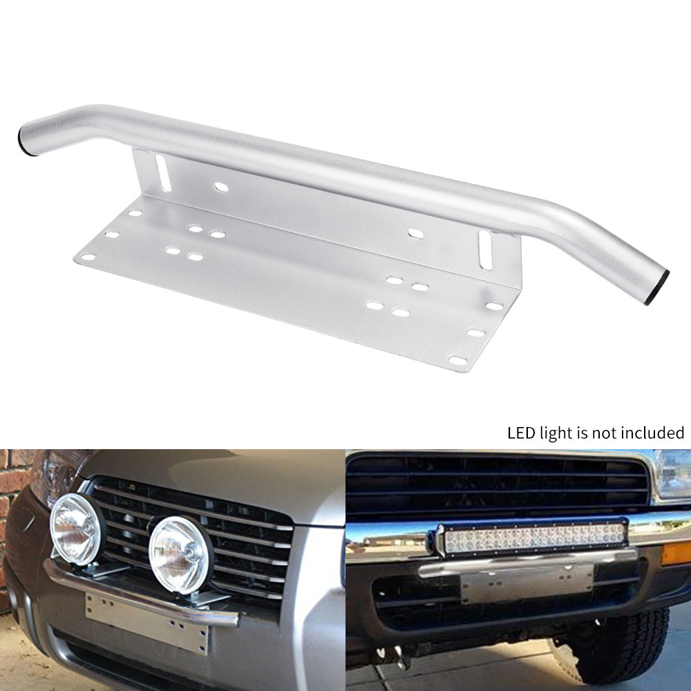 Number Plate Frame BullBar Mount Bracket Car Driving Light Bar Holder Silver 23"