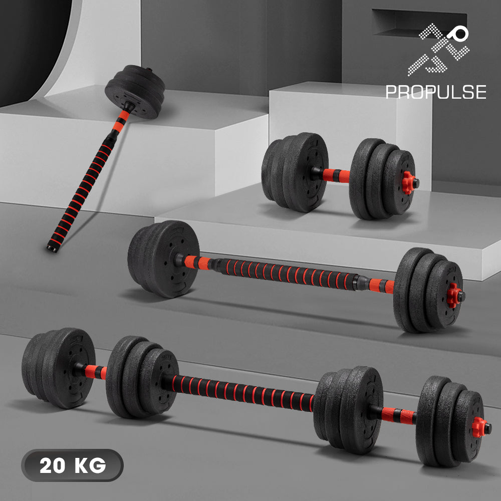 ProPulse 20KG Adjustable Dumbbell Barbell Set Home Gym Weights Exercise