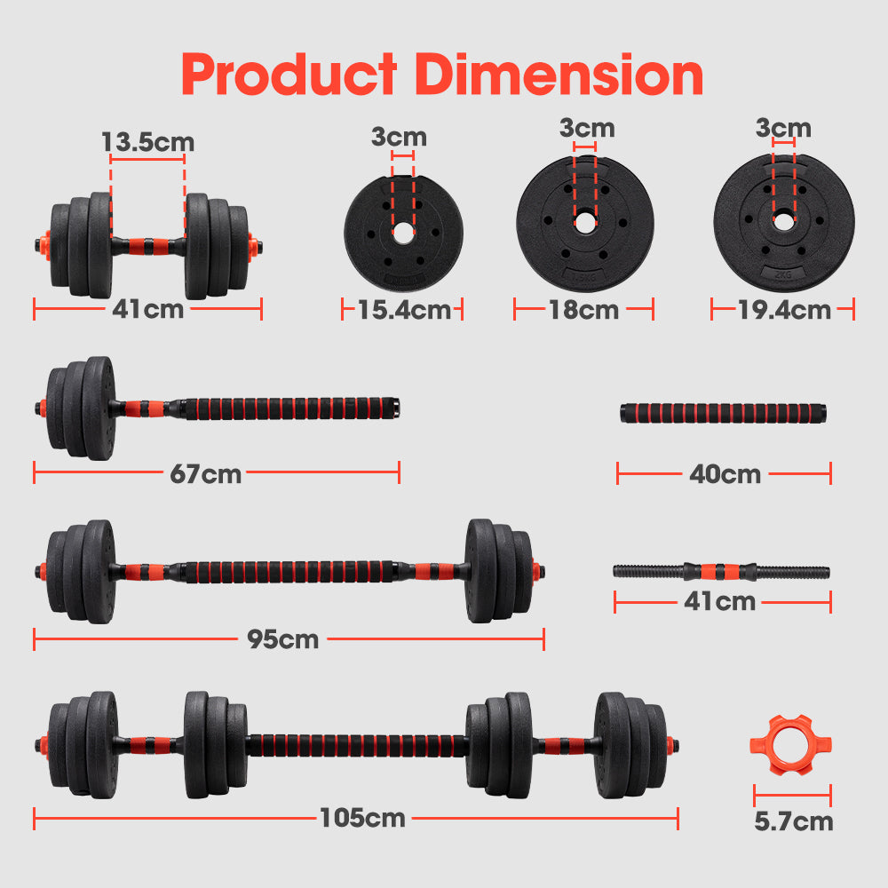 ProPulse 20KG Adjustable Dumbbell Barbell Set Home Gym Weights Exercise