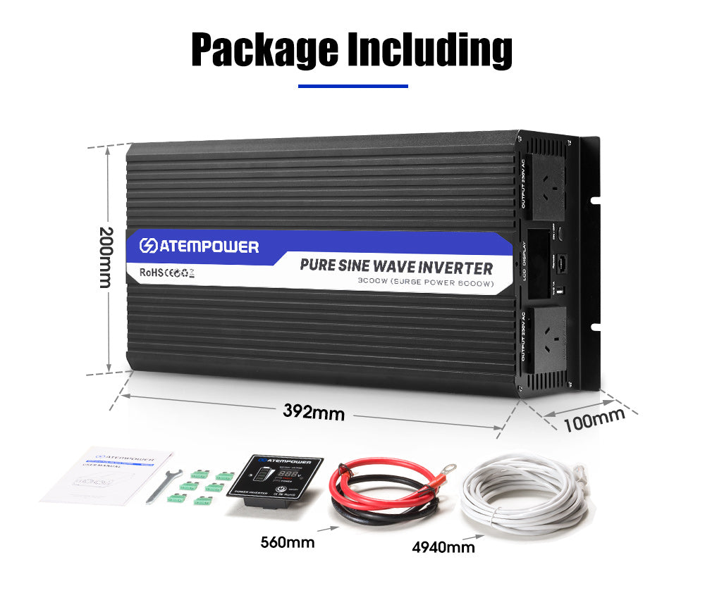 Atem Power 12V to 240V 3000W/6000W Pure Sine Wave Power Inverter