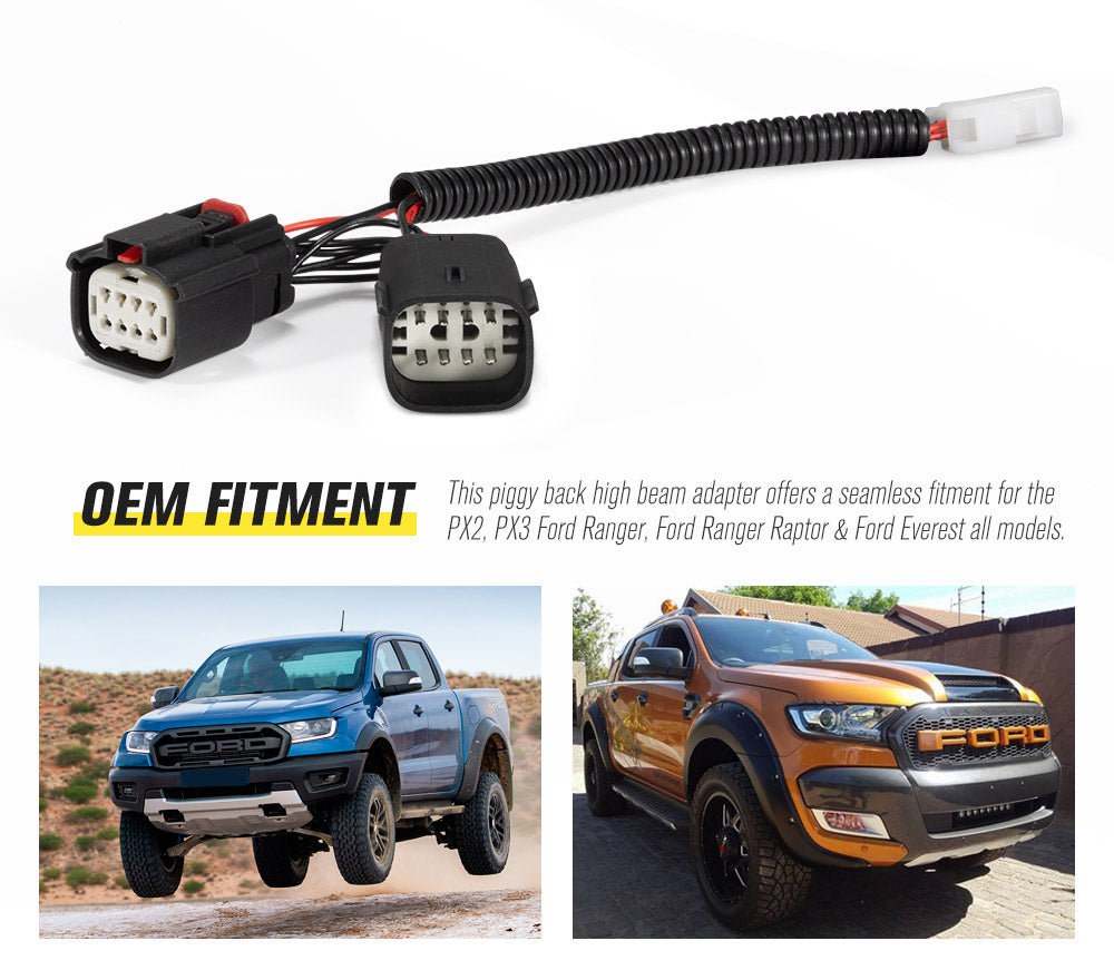 Lightfox High Beam Piggy Back Adapter for Ford Ranger Raptor Everest