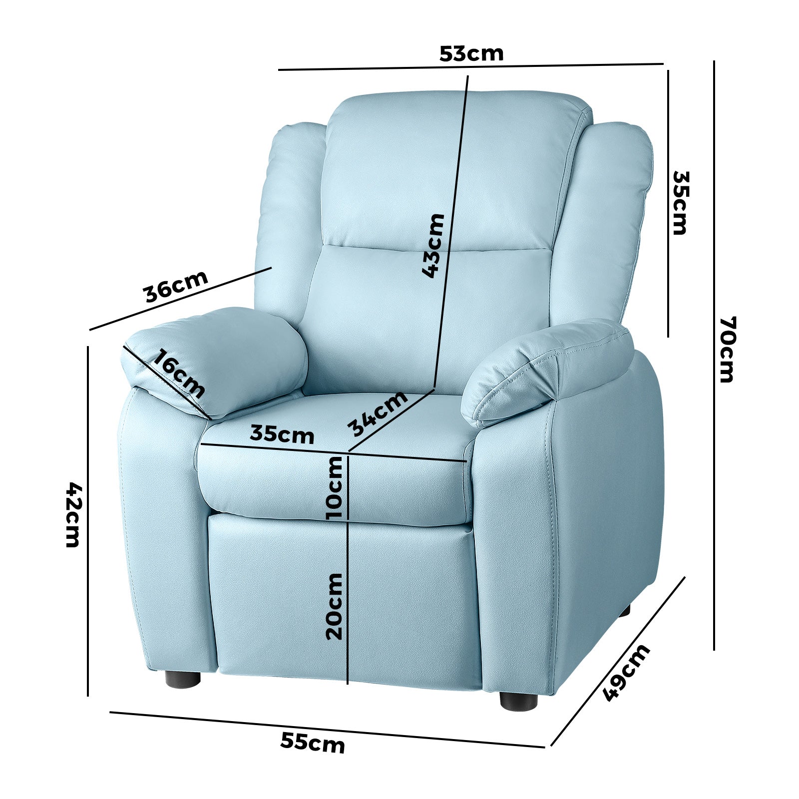 Oikiture Kids Recliner Children Lounge Chairs Engineered Fabric Couch Armchair