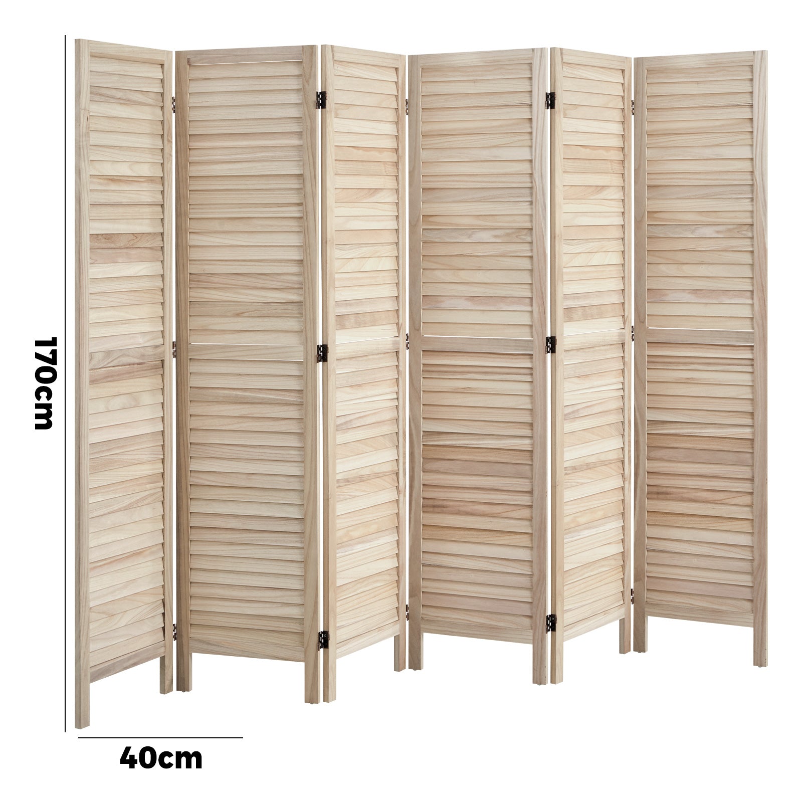 Oikiture 6 Panel Room Divider Privacy Screen Partition Timber Wooden Natural