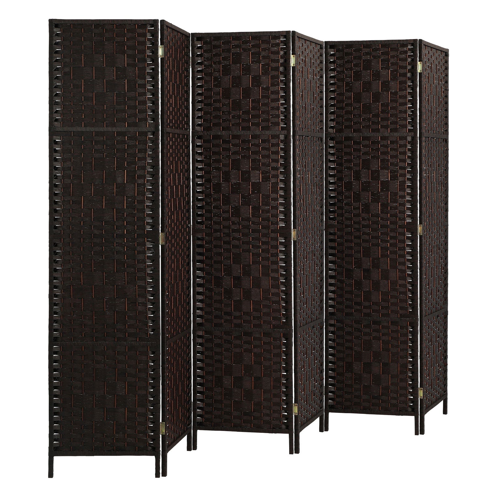 Oikiture 6 Panel Room Divider Screen Privacy Dividers Woven Wood Folding Brown