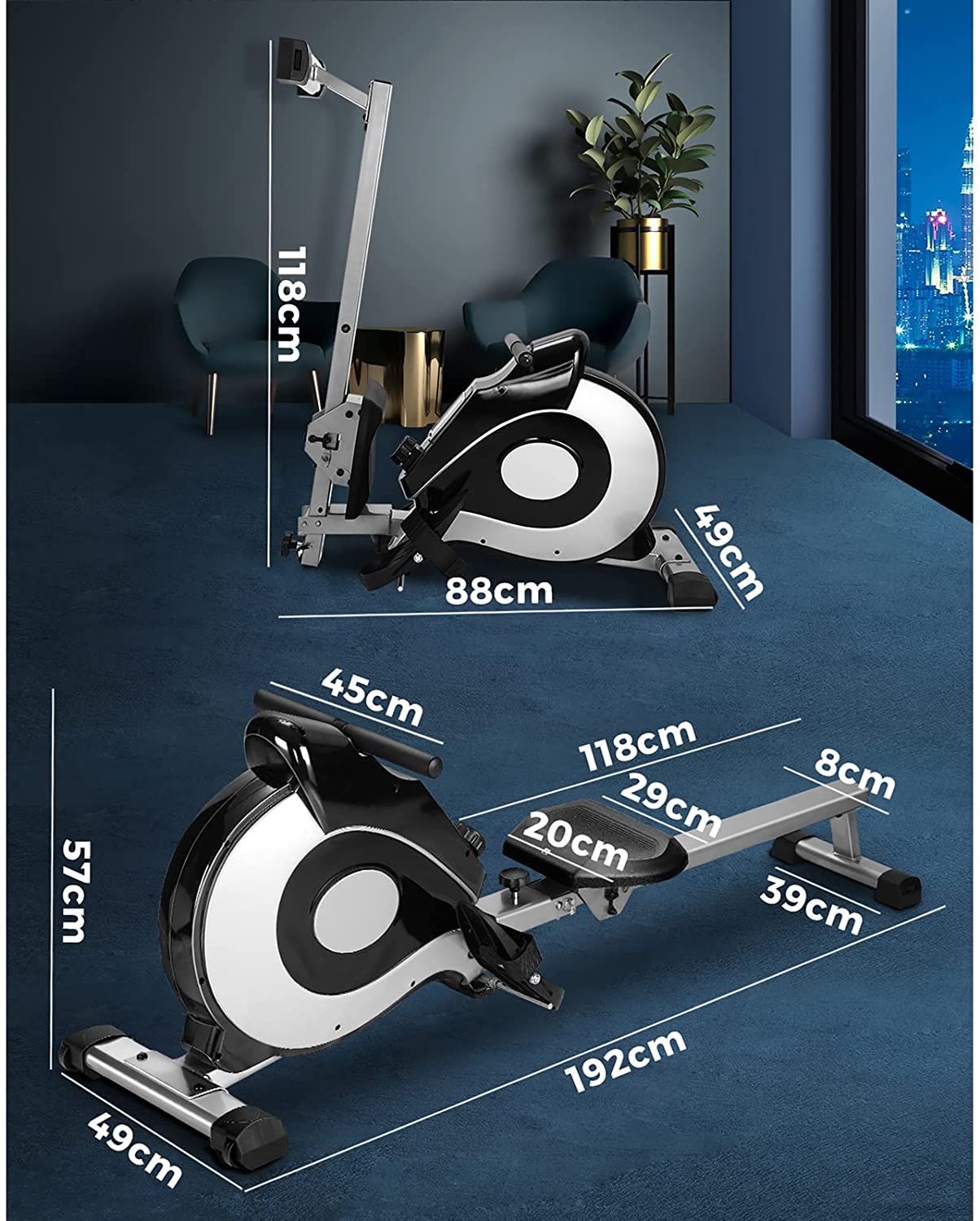 Finex Magnetic Rowing Machine Flywheel Resistance Rower Cardio Home Gym Fitness