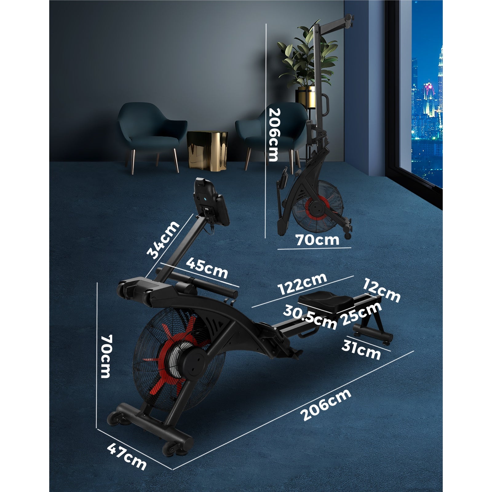 Finex Air Magnetic Flywheel Rowing Machine Rower Exercise Resistance Gym Cardio