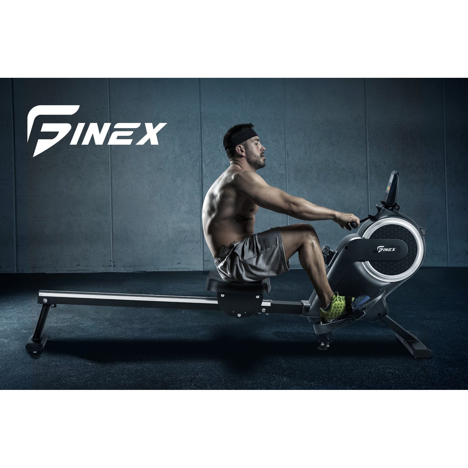 Finex Rowing Machine Rower Magnetic Resistance Exercise Fitness Cardio Aluminium