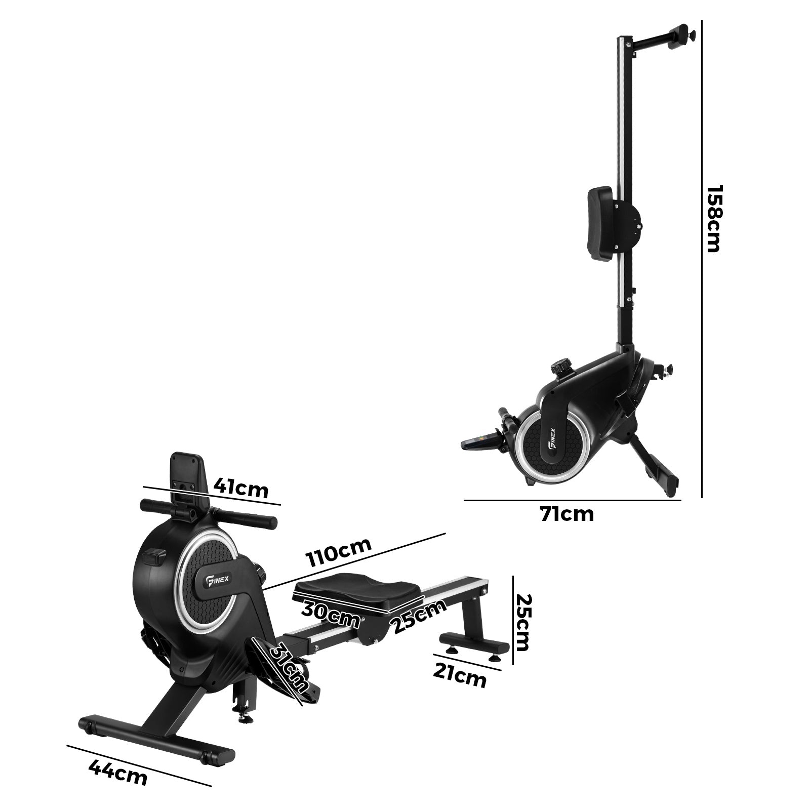 Finex Rowing Machine Rower Magnetic Resistance Exercise Fitness Cardio Aluminium