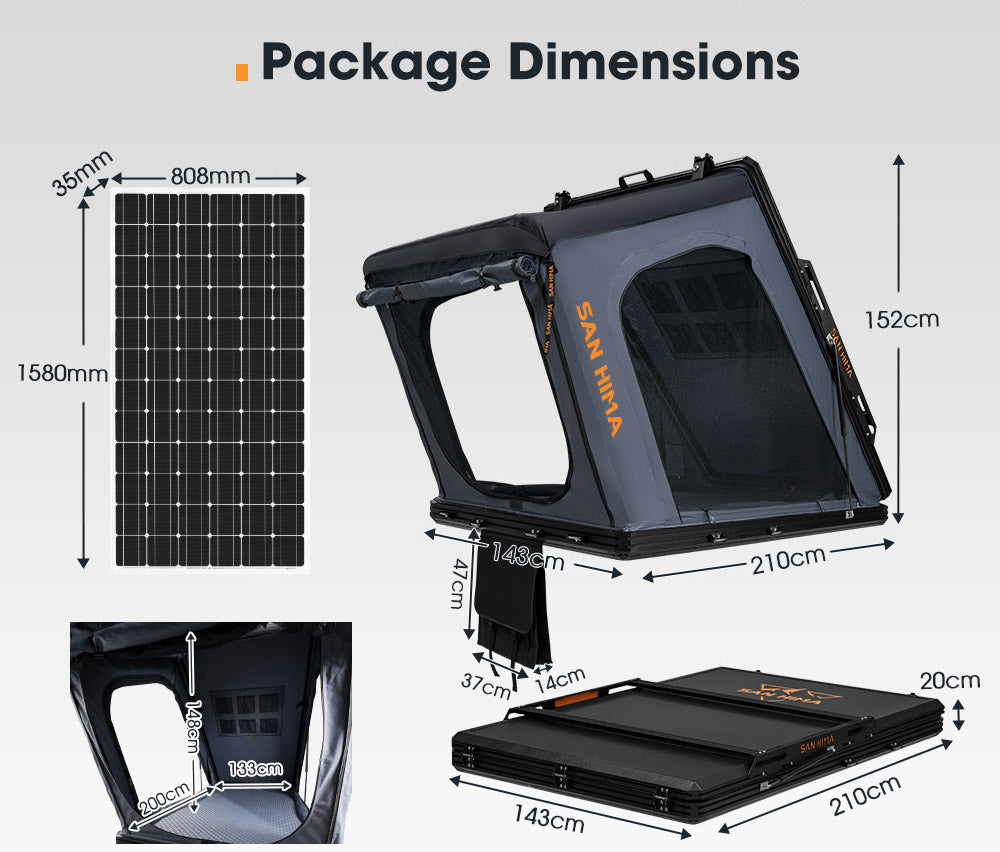 San Hima Kalbarri Gen 2 Roof Top Tent Hardshell With Ladder + 250W Solar Panel