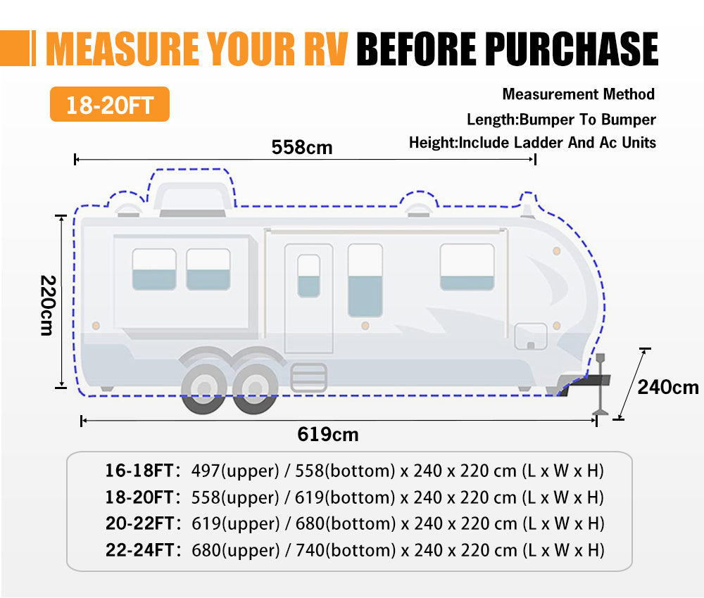 San Hima 18-20ft Caravan Cover Heavy Duty Campervan 4 Layer UV Carry bag Covers