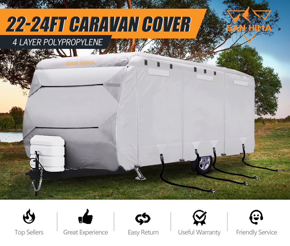 San Hima Heavy Duty 22-24ft 4 Layer Caravan Campervan Cover UV  Carry bag