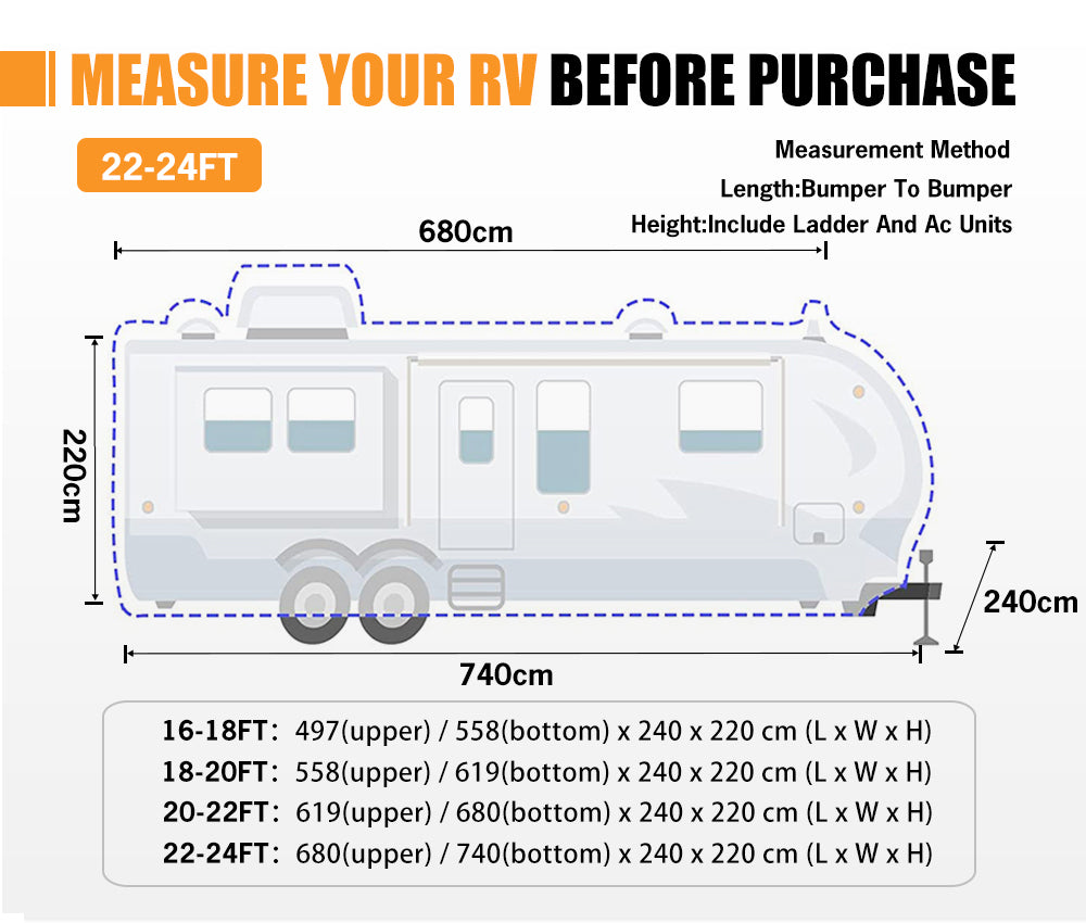 San Hima Heavy Duty 22-24ft 4 Layer Caravan Campervan Cover UV  Carry bag