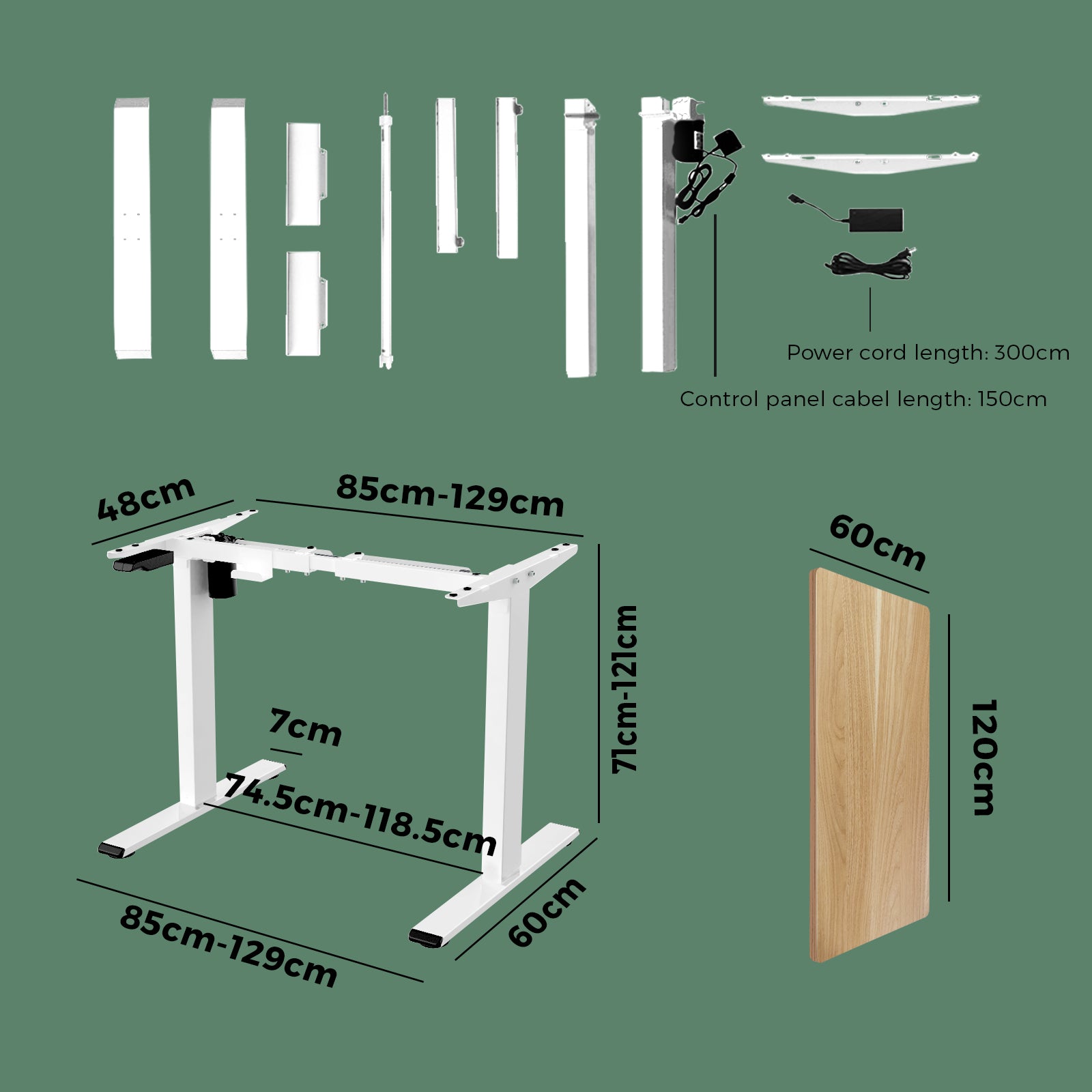 Oikiture Height Adjustable Standing Desk Electric Motorised Sit Stand Up Oak