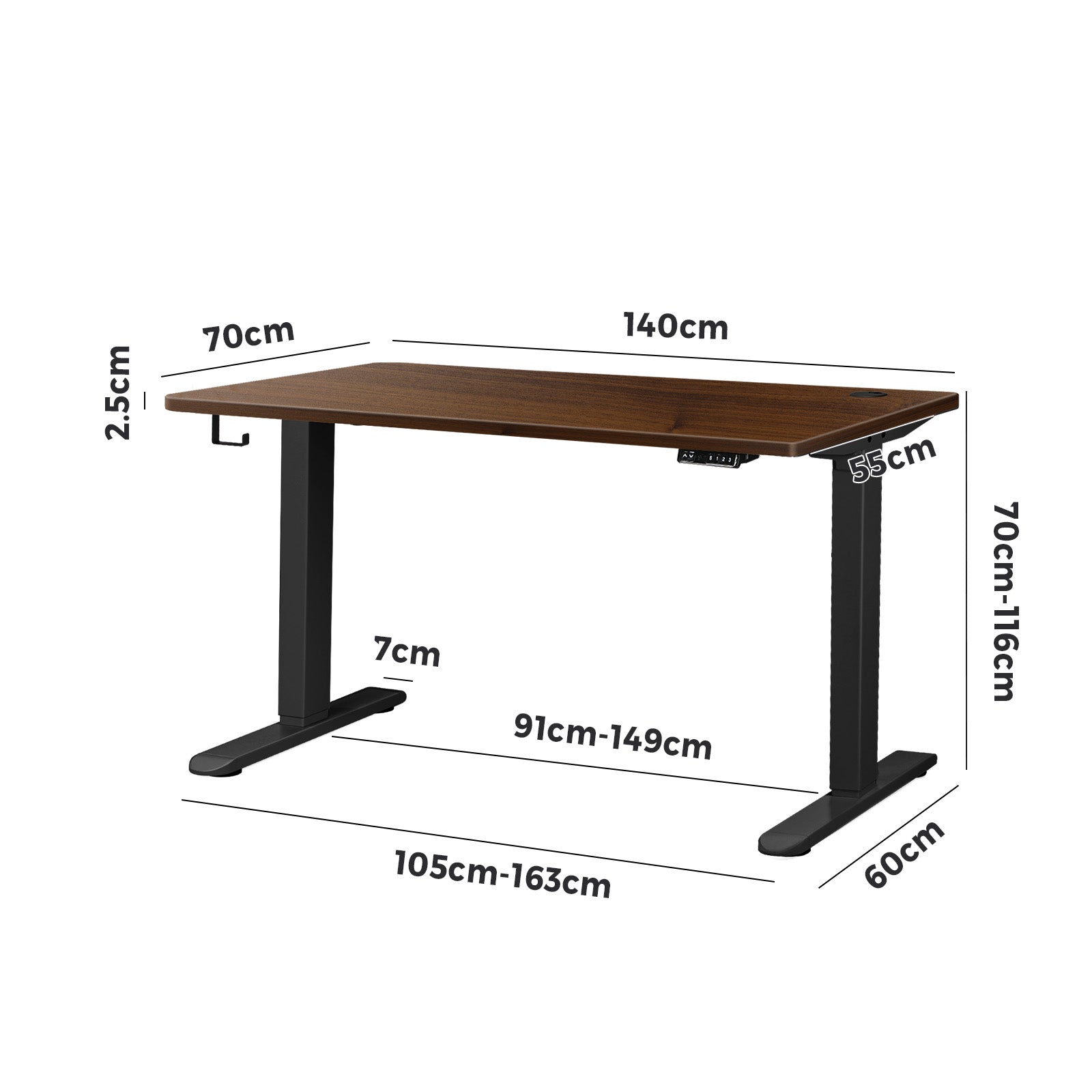 Oikiture Standing Desk Height Adjustable Electric Motorised Sit Stand Table 140cm