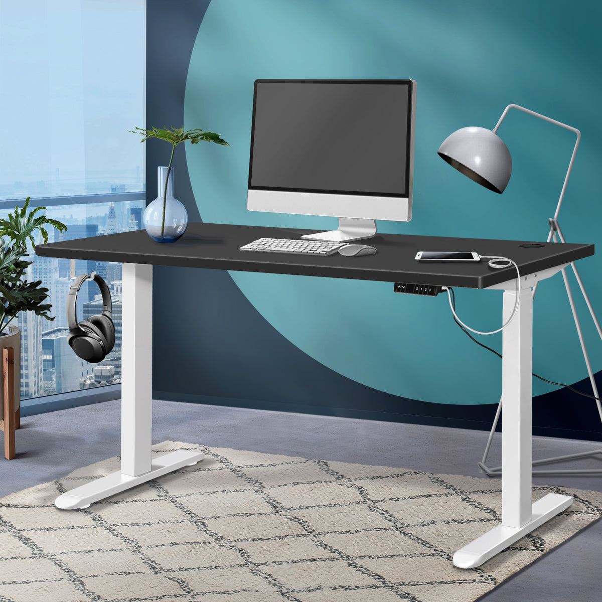 Oikiture Standing Desk Electric Dual Motor Stand Up Height Adjustable