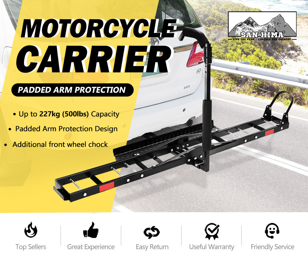 San Hima Motorcycle Motorbike Carrier Rack 2" Towbar Arm Rack Bike Ramp Steel