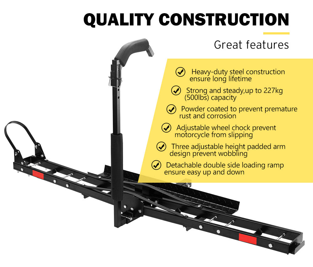 San Hima Motorcycle Motorbike Carrier Rack 2" Towbar Arm Rack Bike Ramp Steel