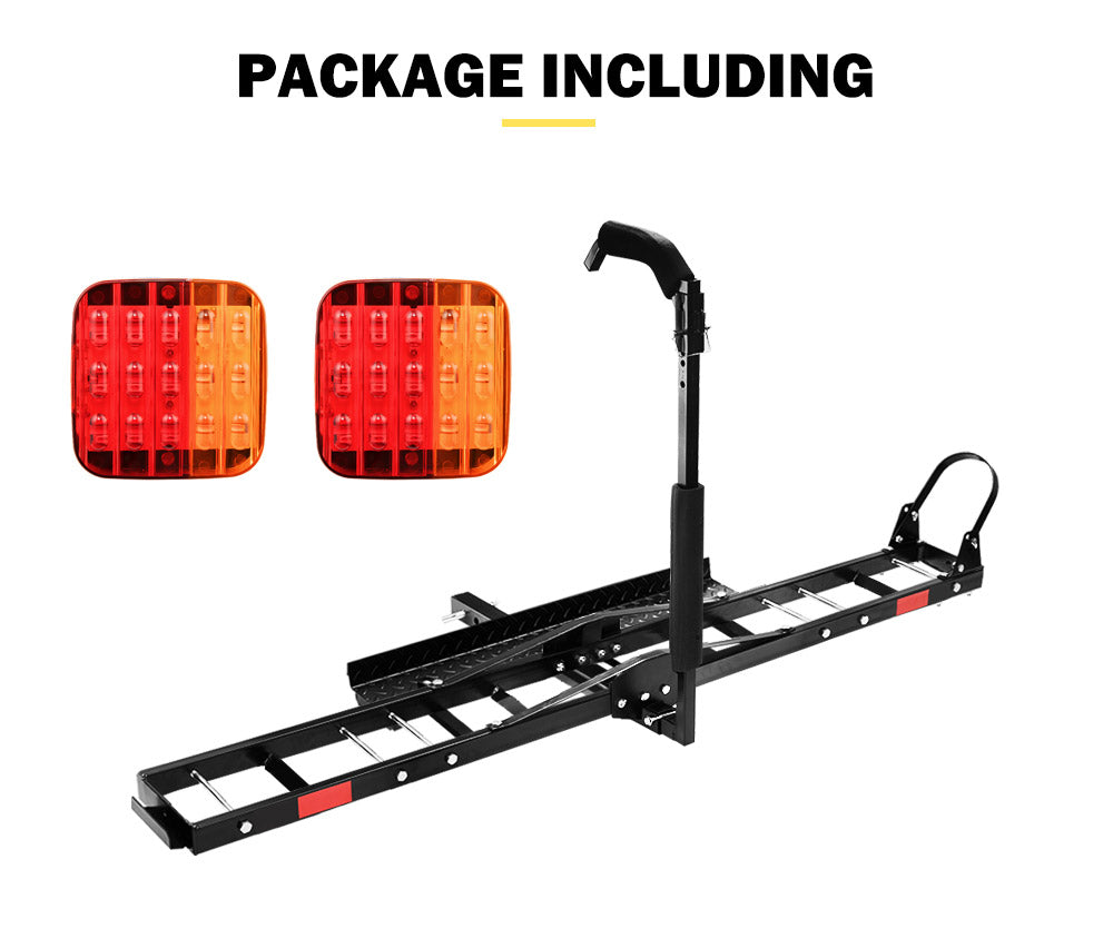 Motorcycle Motorbike Carrier Rack 2" Towbar Rack Dirt Bike Ramp Steel W/Light