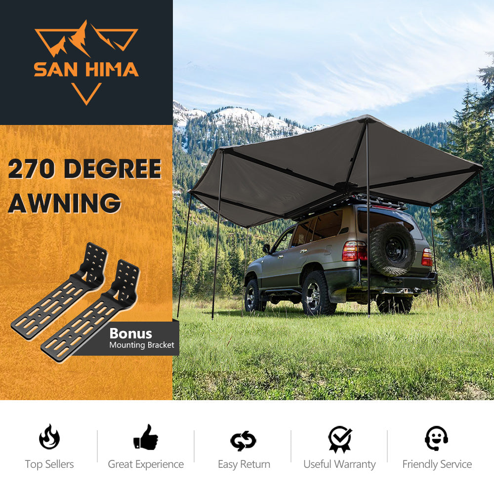 San Hima 270 Degree Free-Standing Awning With "L" Bracket 600D Double-Ripstop