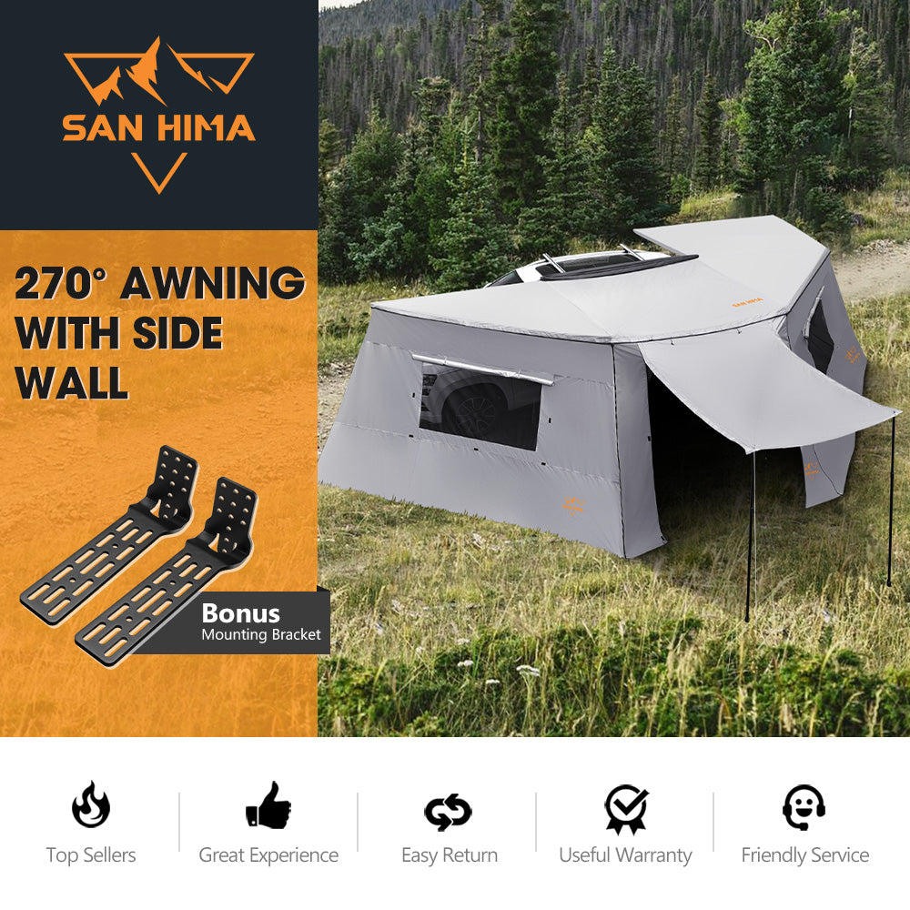 San Hima 270 Degree Awning With Side Wall Free-Standing Camping  + "L" Bracket