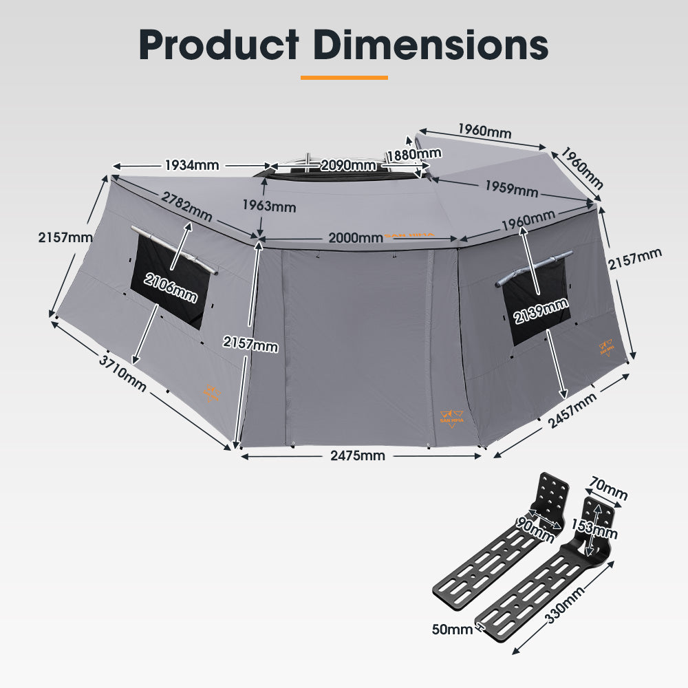 San Hima 270 Degree Awning With Side Wall Free-Standing Camping  + "L" Bracket