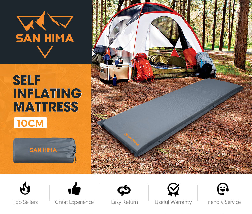 San Hima Self Inflating Mattress 10cm Sleeping Mat Camping Hiking Air Bed Single