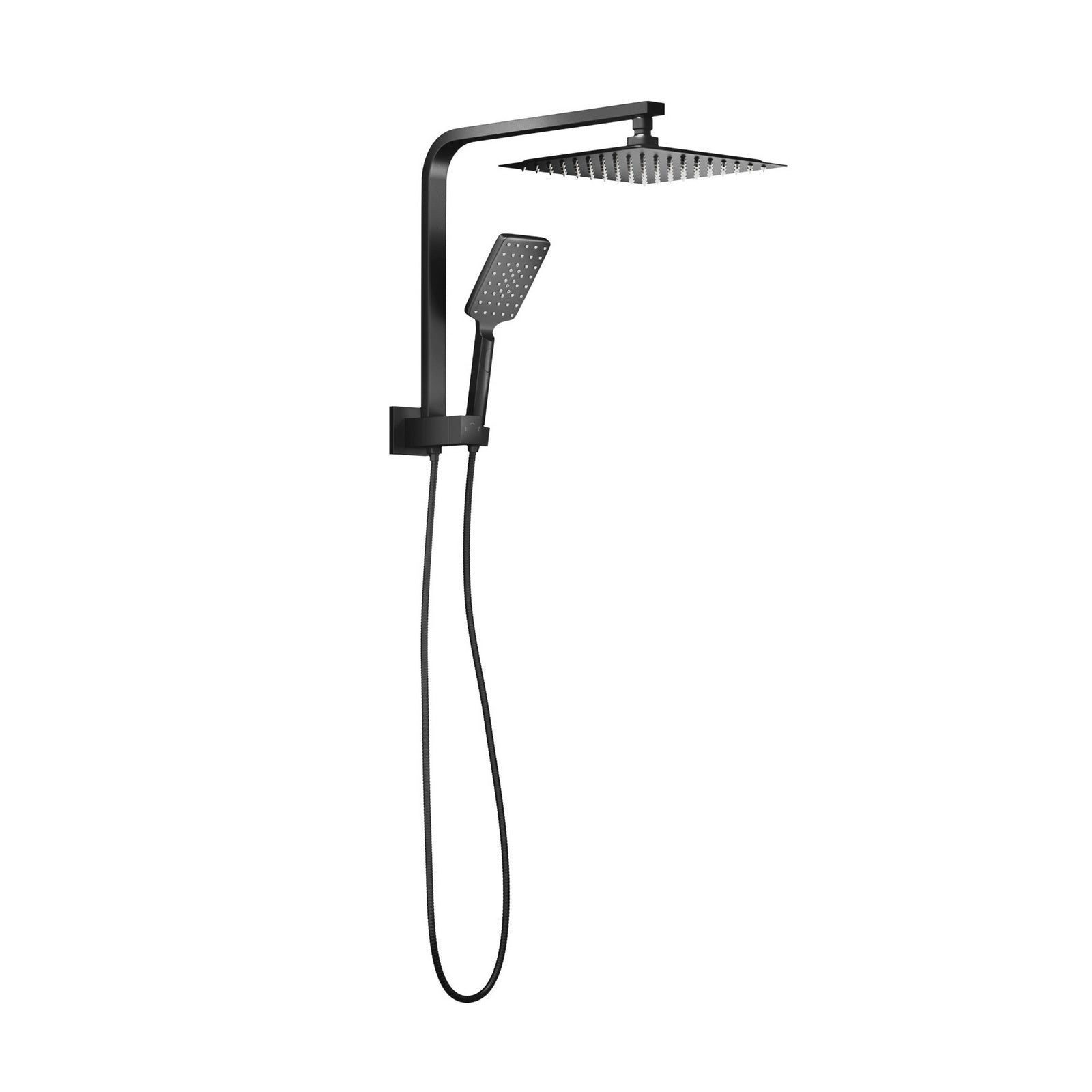 Welba 10" Rain Shower Head Set Square 3-Mode Handheld Shower Gooseneck Black