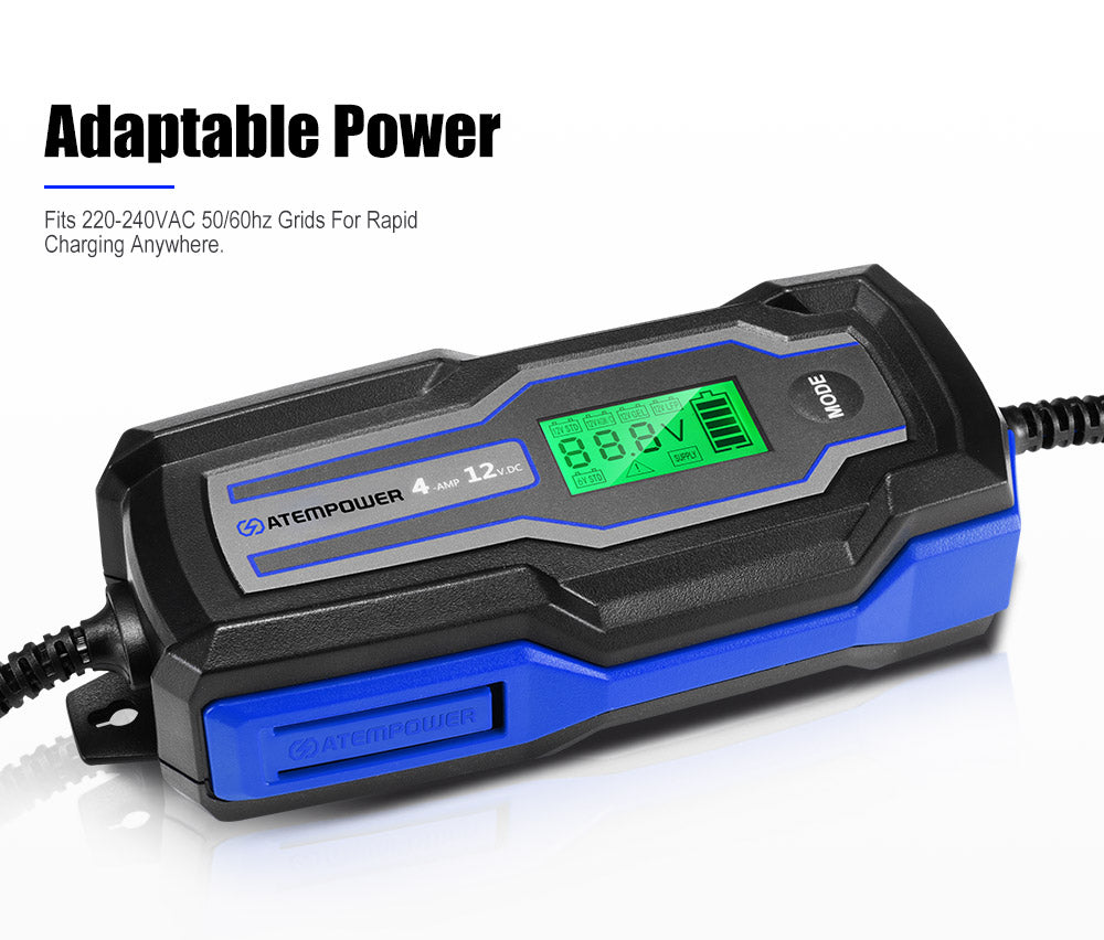 Smart Battery Charger 4A 6V/12V Automatic SLA AGM Car Truck Boat Motorcycle