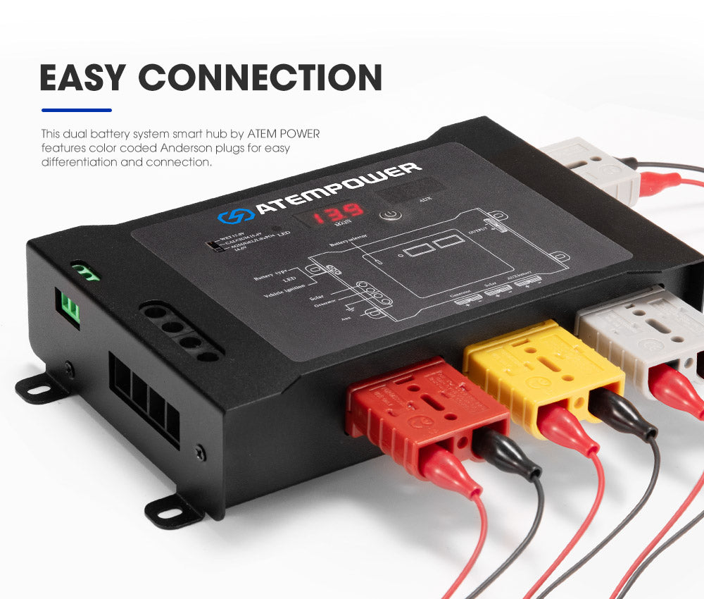 DC to DC Dual Battery System Smart Hub Universal Fitment Dual Voltage Meters