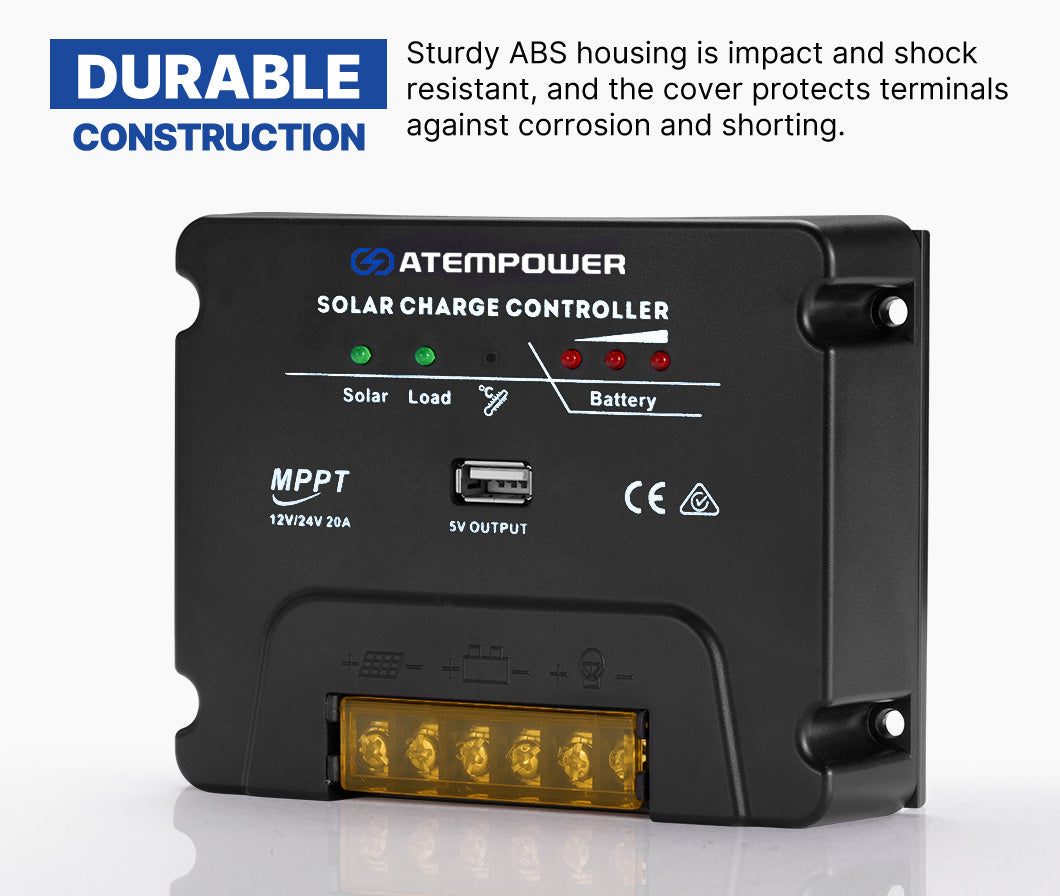 20A MPPT Solar Charge Controller Solar Panel Battery Regulator 12V/24V USB Output