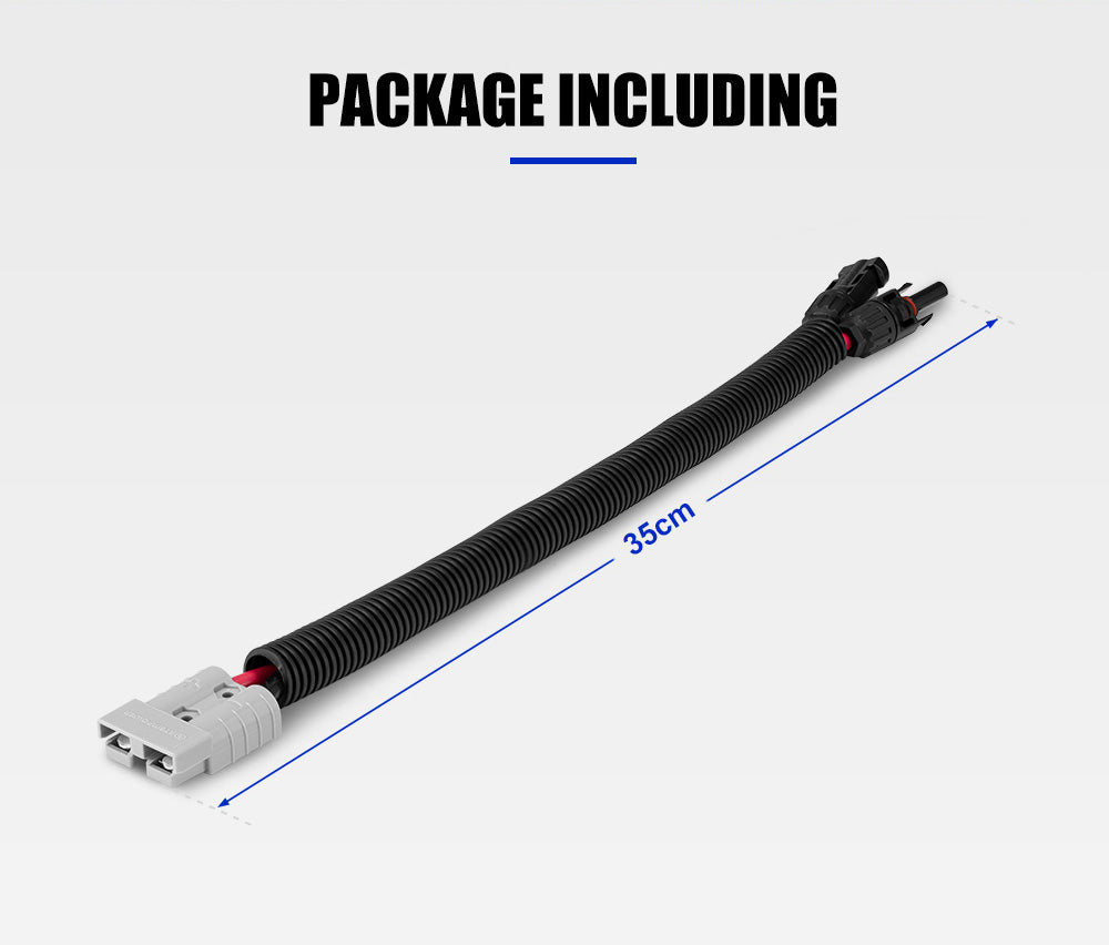 Atem Power 50A Anderson Style Plug To Solar Panel Connector 35cm Cable Wiring