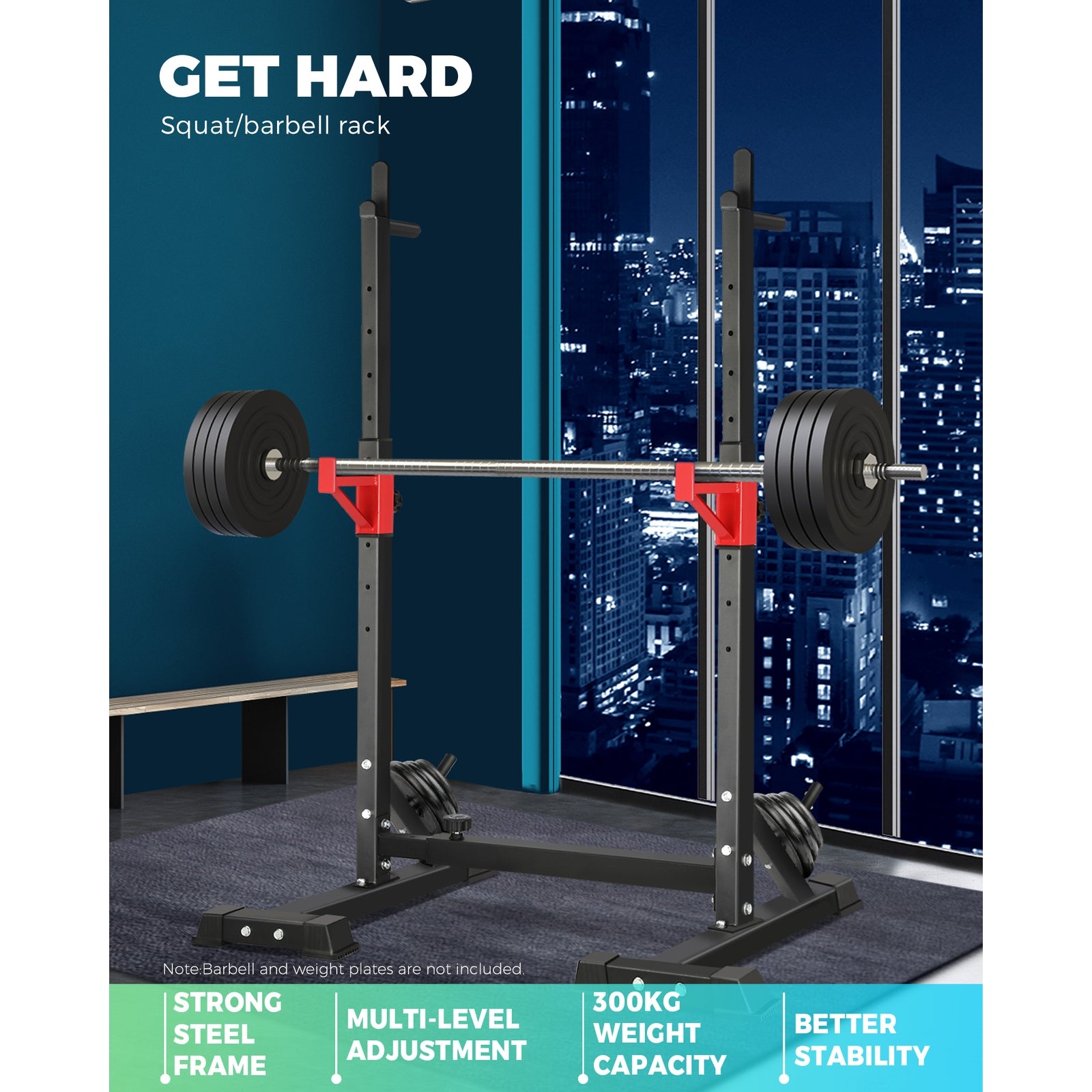 Finex Squat Rack Adjustable Barbell Rack Weight Bench Press Barbell Bar Stand