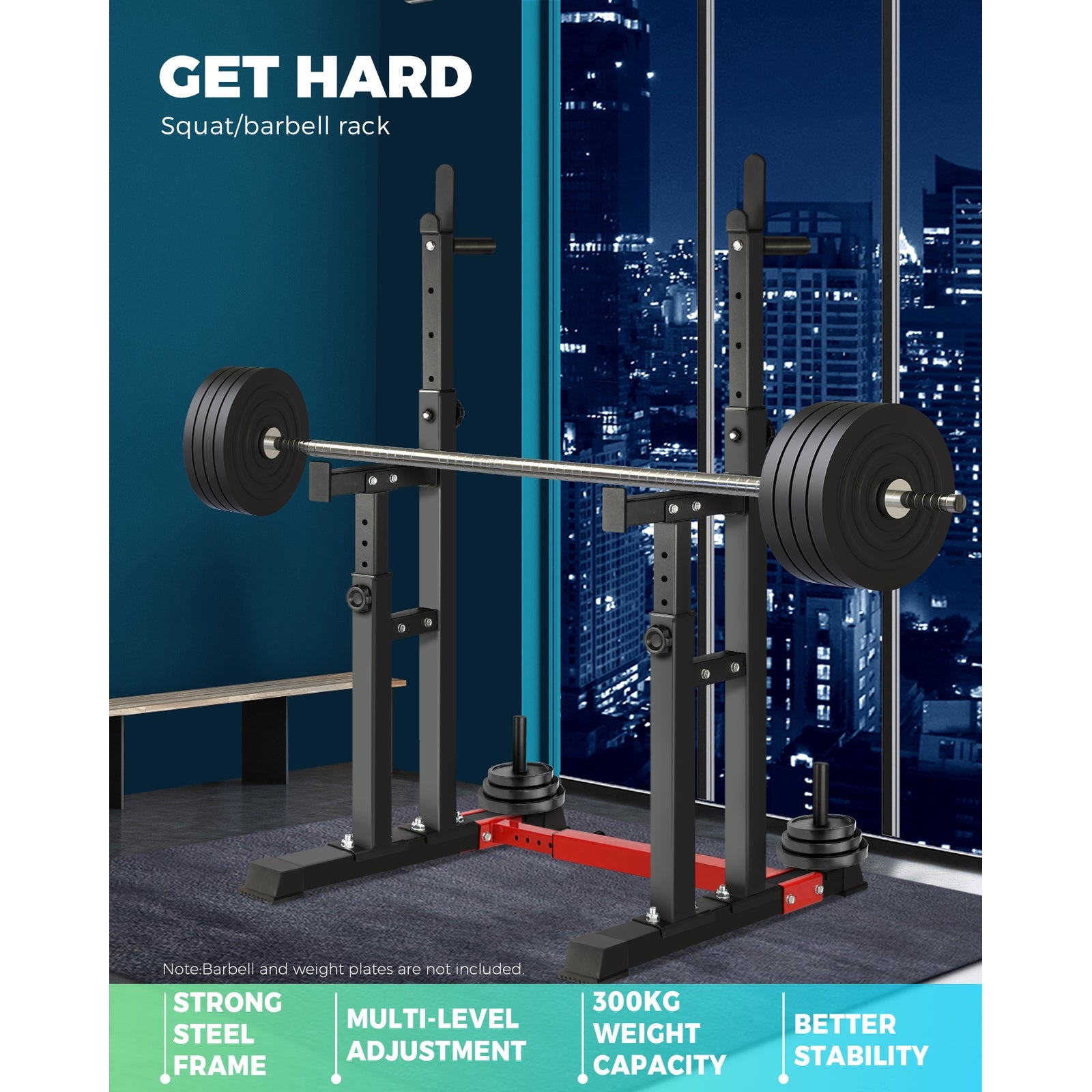 Finex Adjustable Squat Rack Weight Bench Press Barbell Bar Stand Weight Lifting