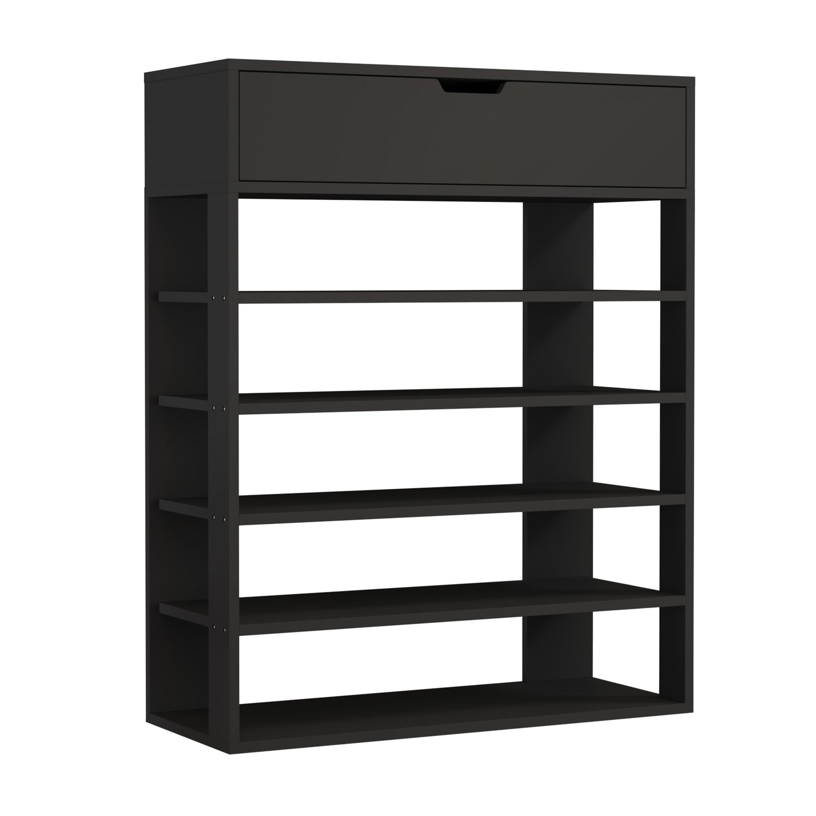 Oikiture Shoes Storage Rack 5-tier Shelves Shoe Storage Cabinet Drawer Black