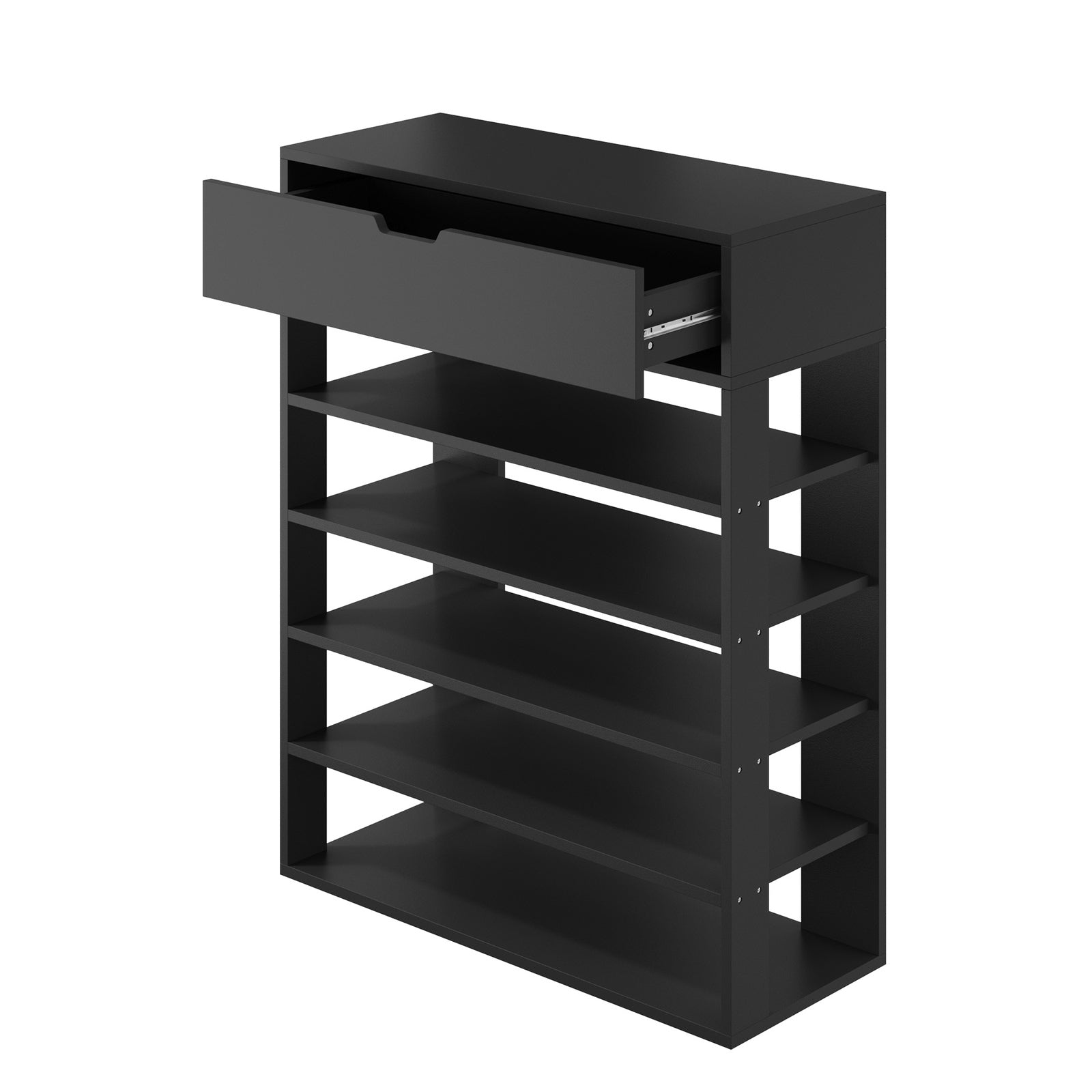 Oikiture Shoes Storage Rack 5-tier Shelves Shoe Storage Cabinet Drawer Black