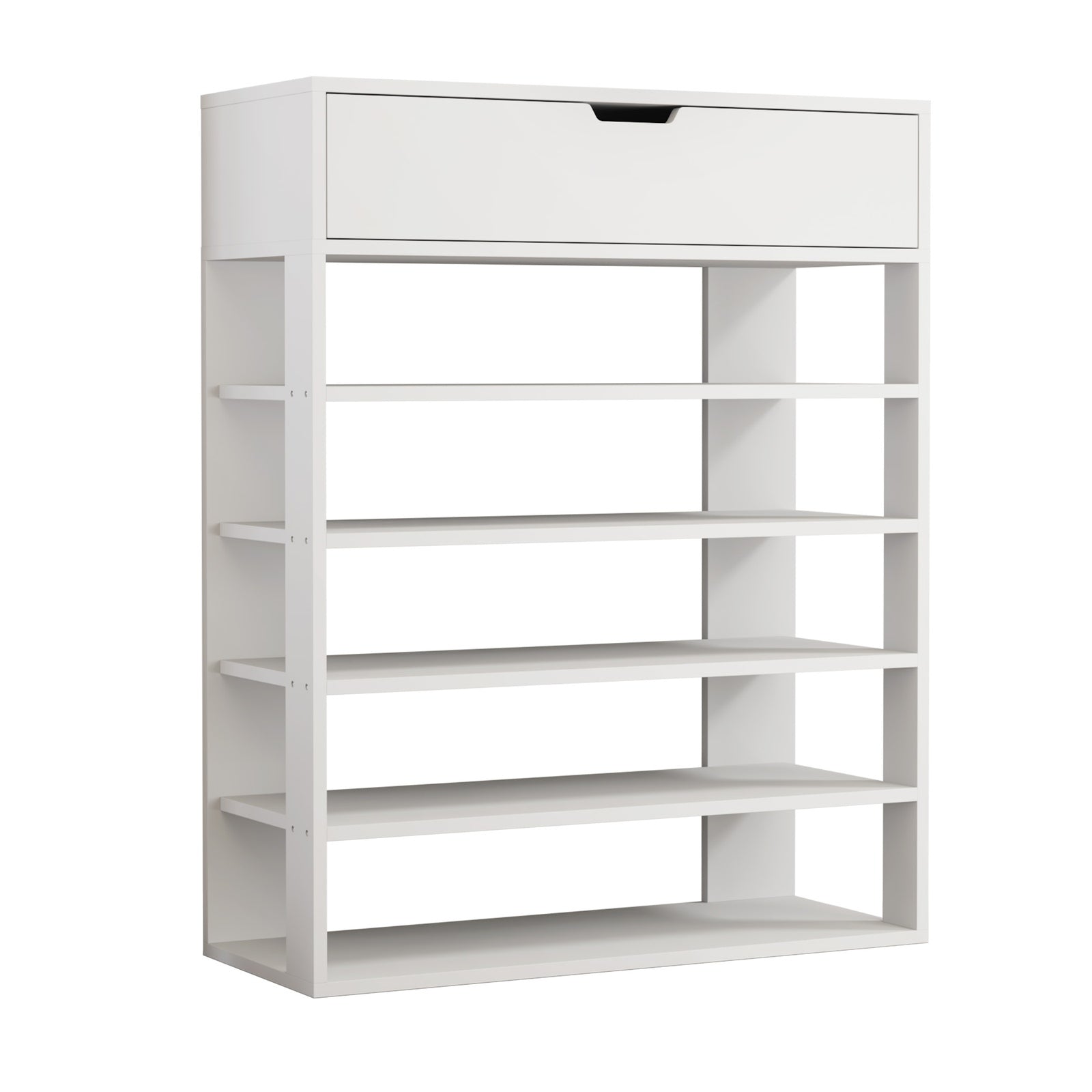 Oikiture Shoes Storage Rack 5-tier Shelves Shoe Storage Cabinet Drawer White