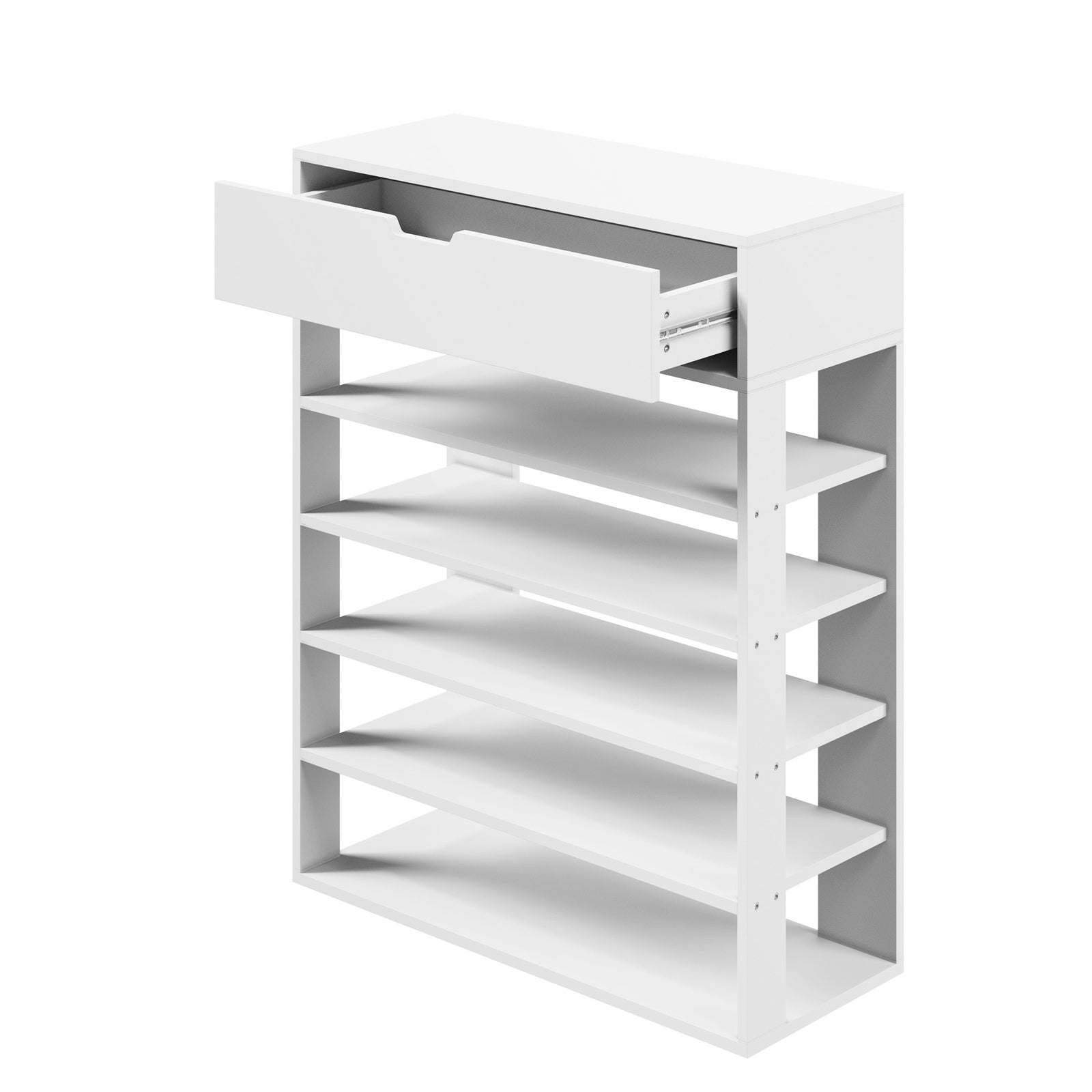 Oikiture Shoes Storage Rack 5-tier Shelves Shoe Storage Cabinet Drawer White