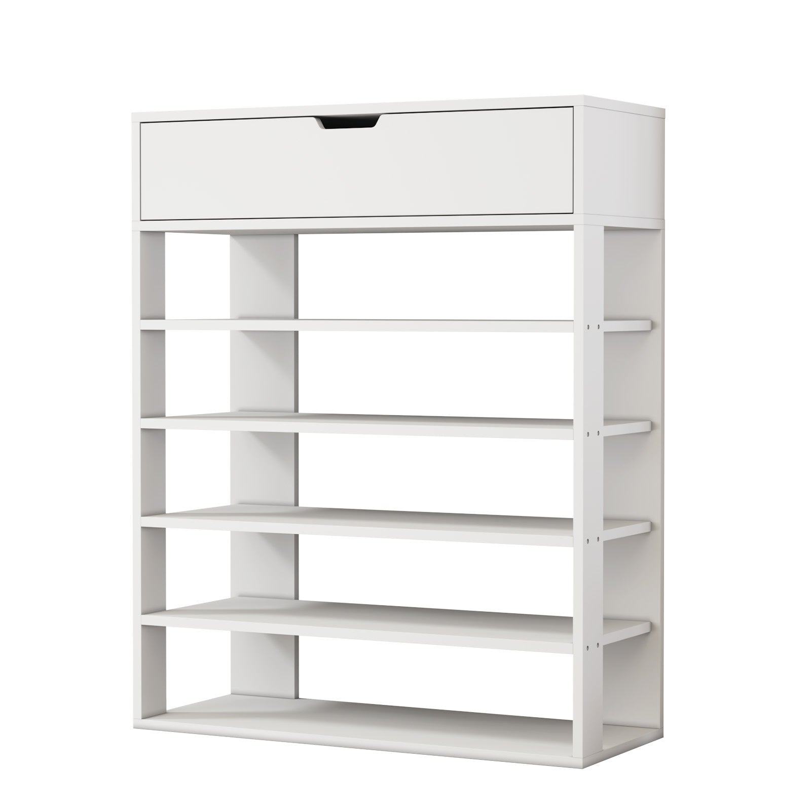 Oikiture Shoes Storage Rack 5-tier Shelves Shoe Storage Cabinet Drawer White