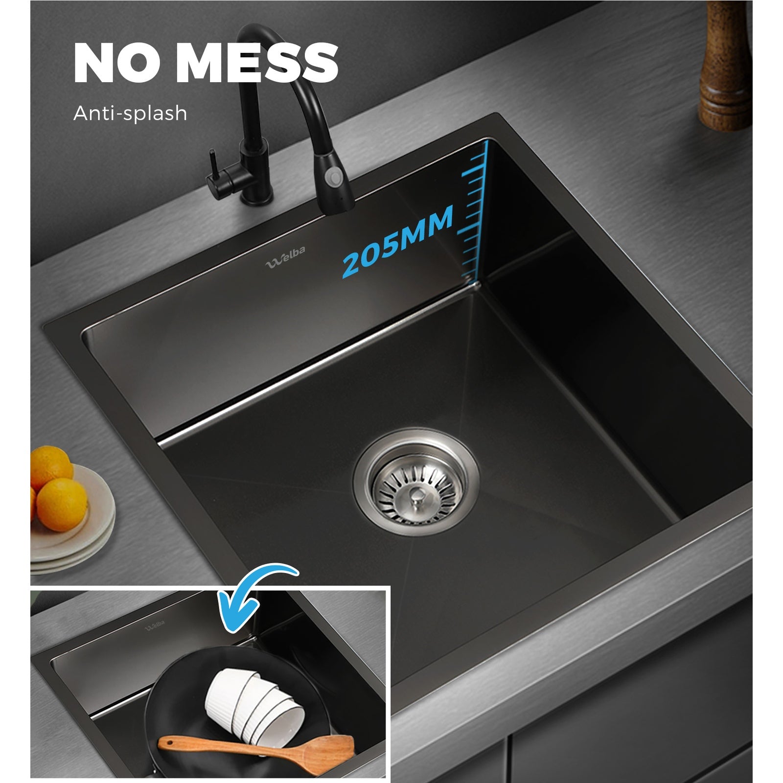 Welba Kitchen Sink Stainless Steel Laundry Sink Under/Top Mount Single Bowl